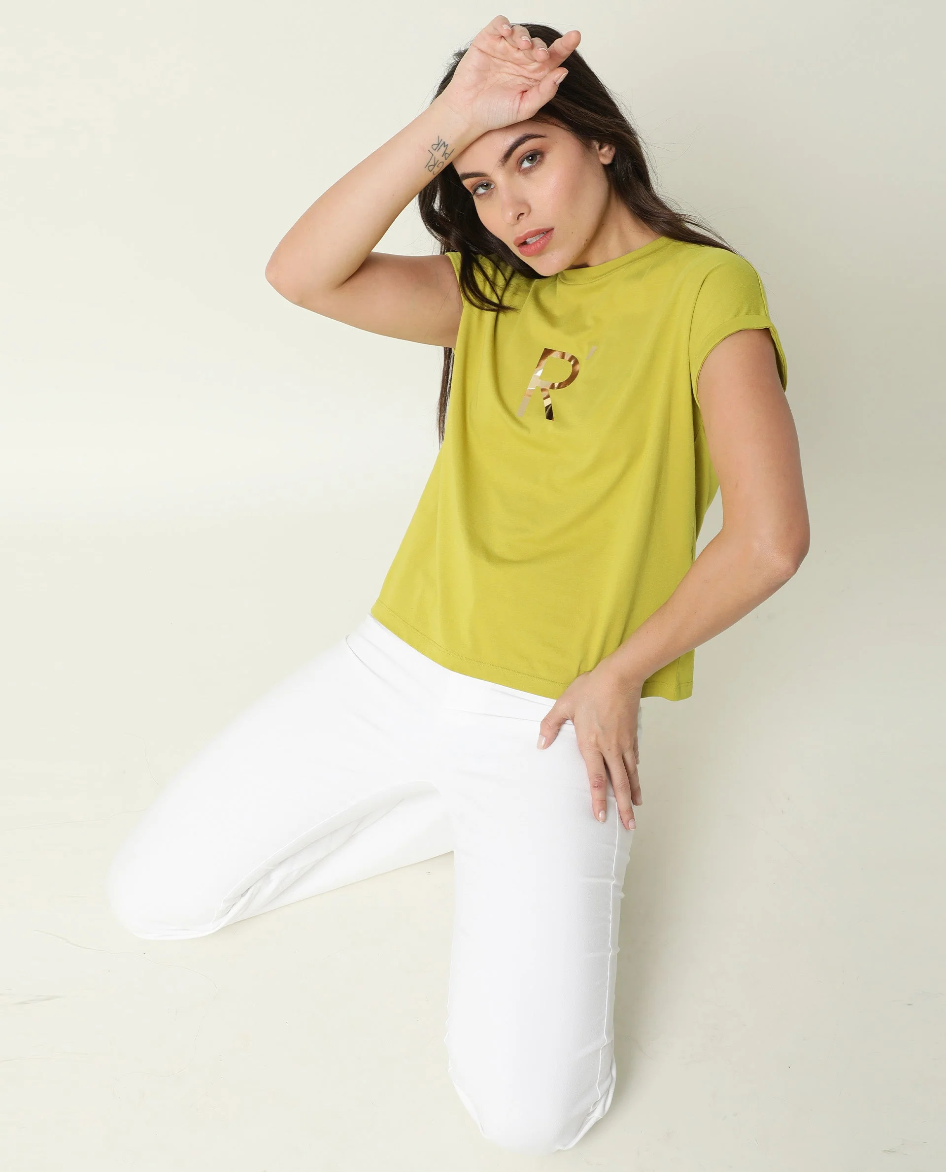 Rareism Women's Rad Green Cotton Crew Neck Graphic Print Regular Fit T-Shirt - Image 7