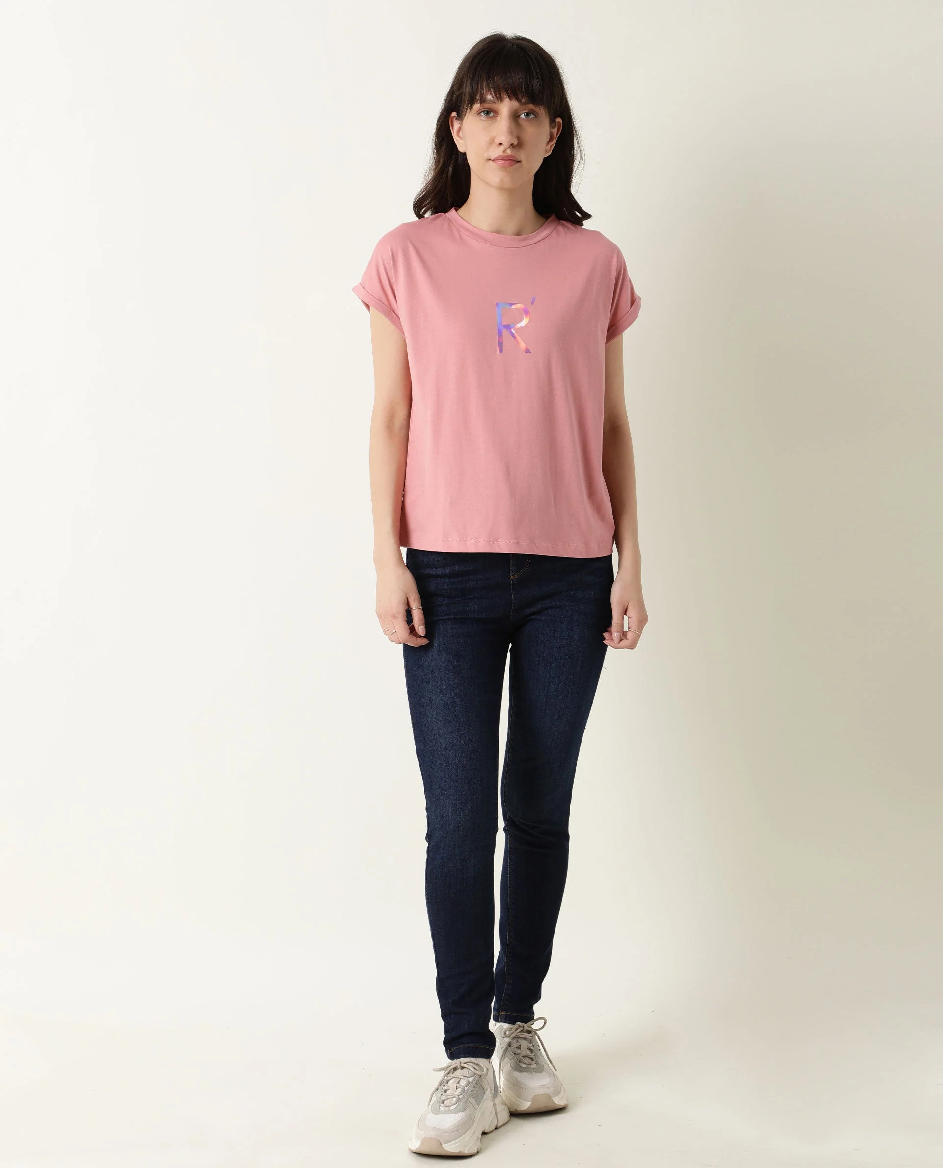 Rareism Women's Rad Pink Cotton Crew Neck Graphic Print Regular Fit T-Shirt - Image 2