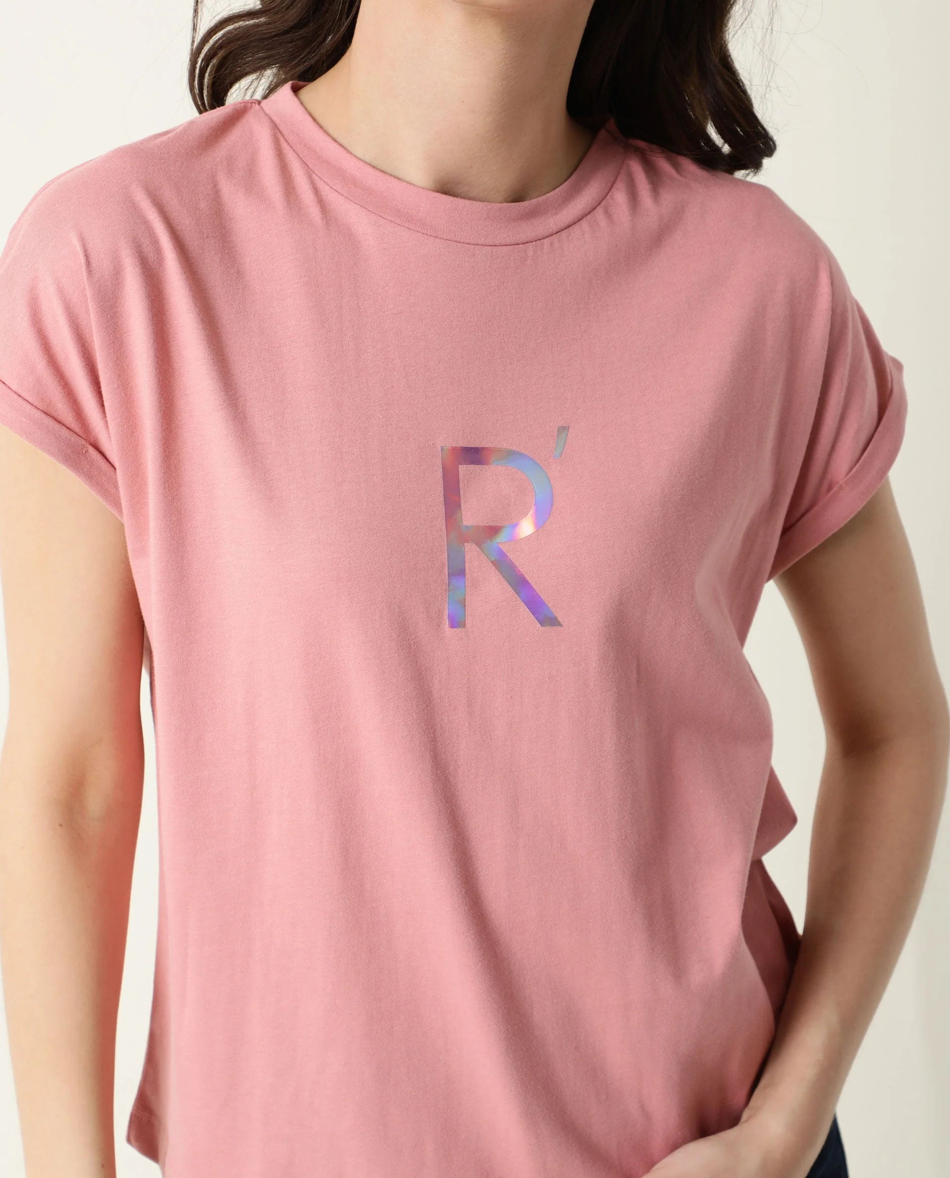 Rareism Women's Rad Pink Cotton Crew Neck Graphic Print Regular Fit T-Shirt - Image 3