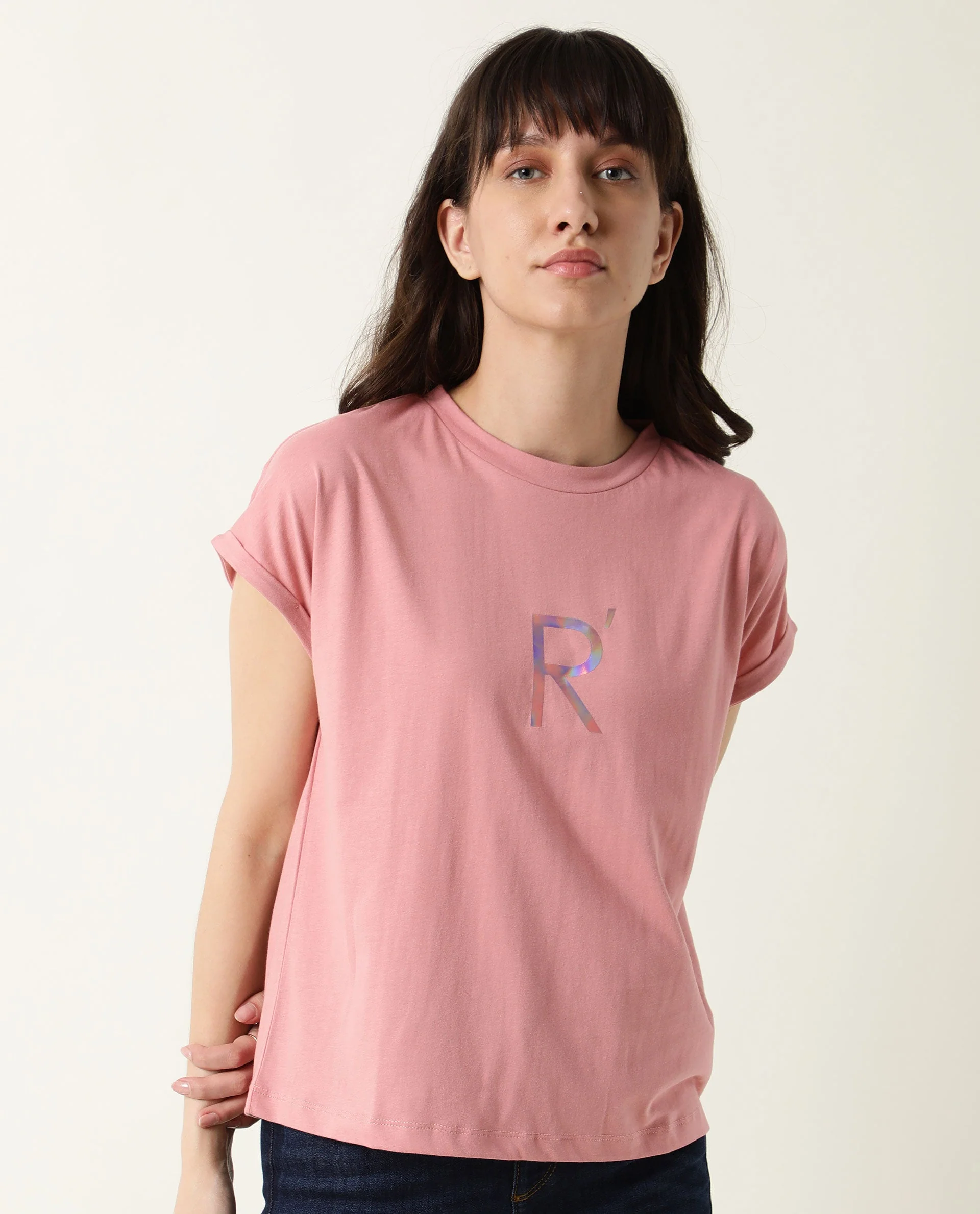 Rareism Women's Rad Pink Cotton Crew Neck Graphic Print Regular Fit T-Shirt - Image 5