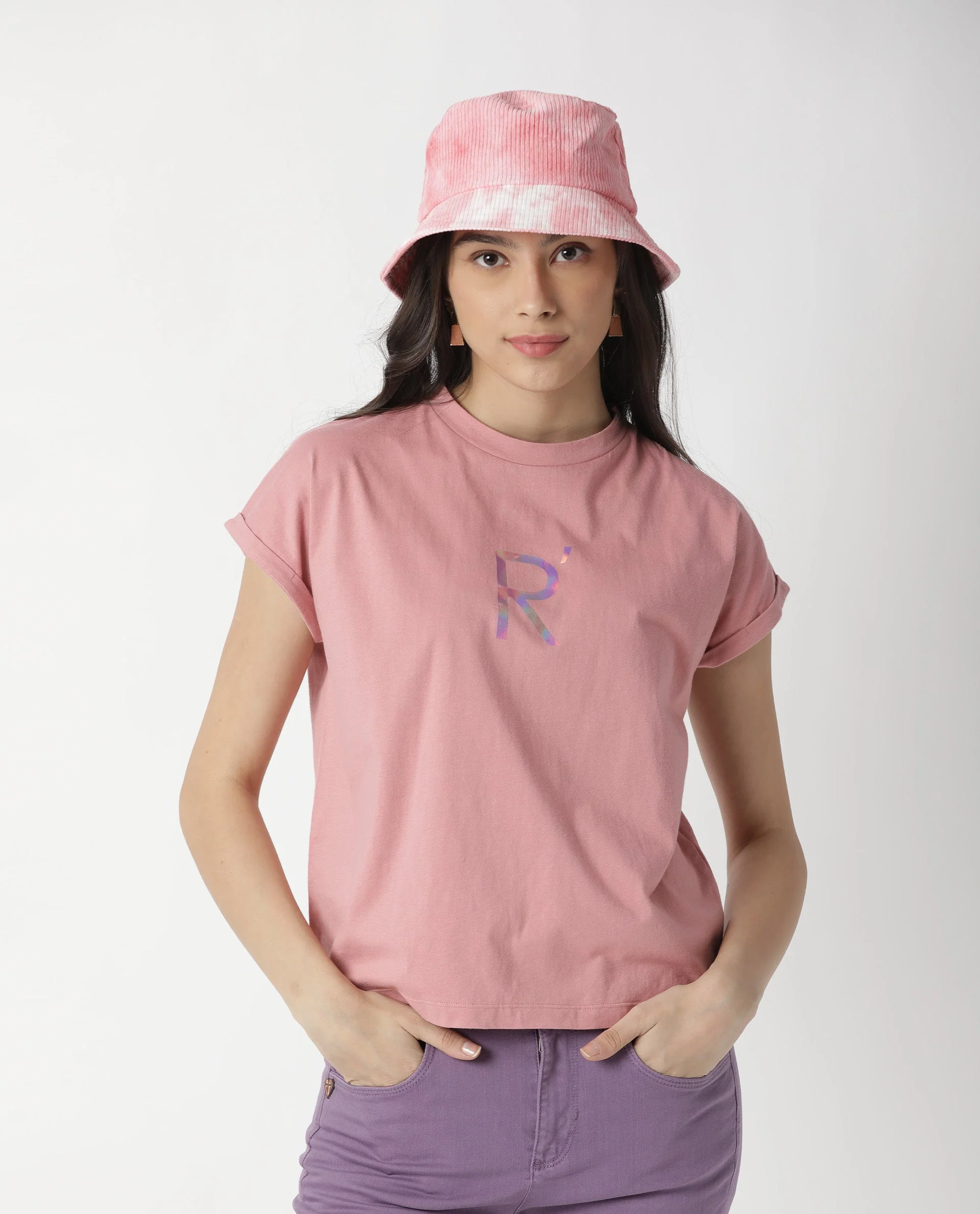 Rareism Women's Rad Pink Cotton Crew Neck Graphic Print Regular Fit T-Shirt - Image 6