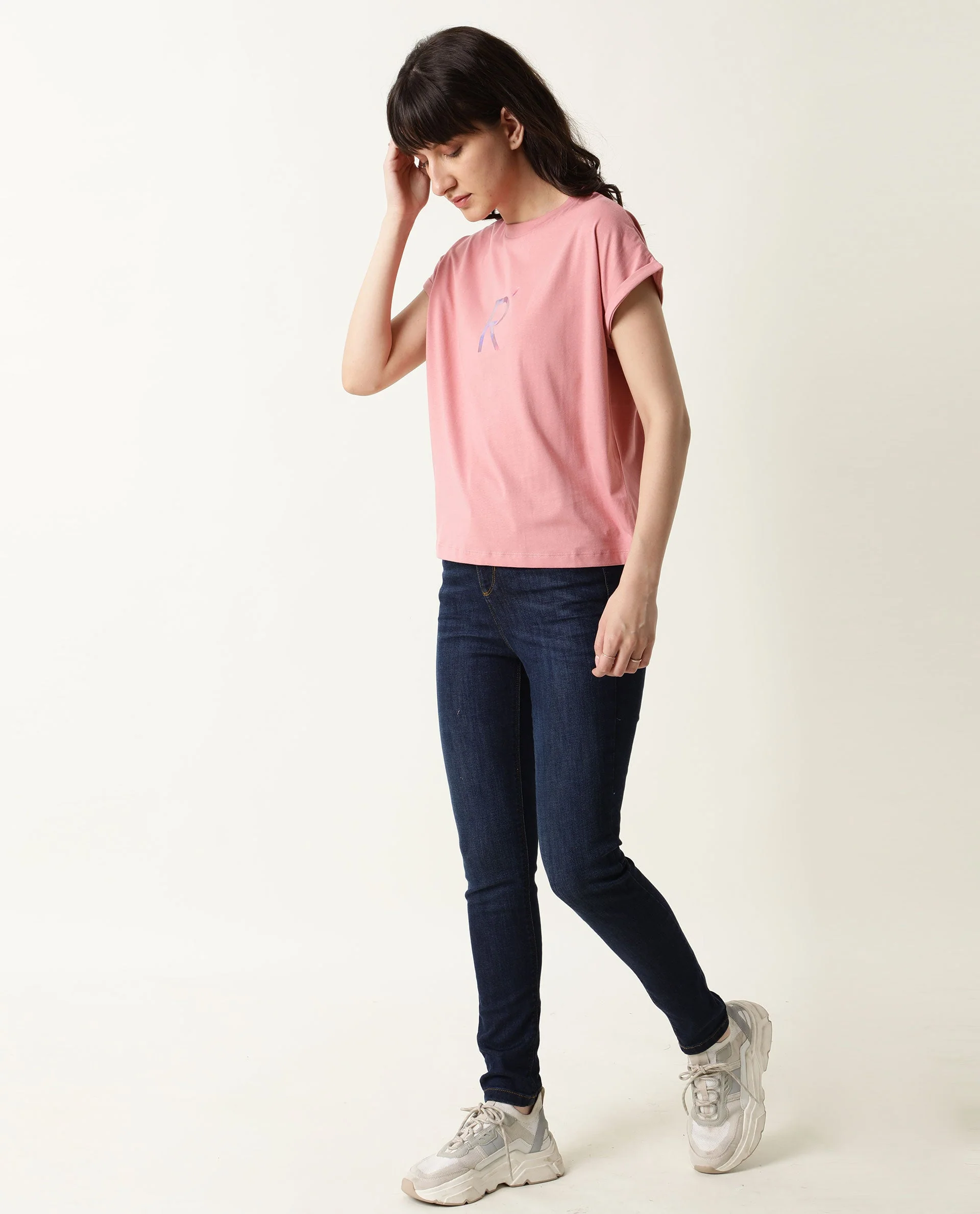 Rareism Women's Rad Pink Cotton Crew Neck Graphic Print Regular Fit T-Shirt - Image 8