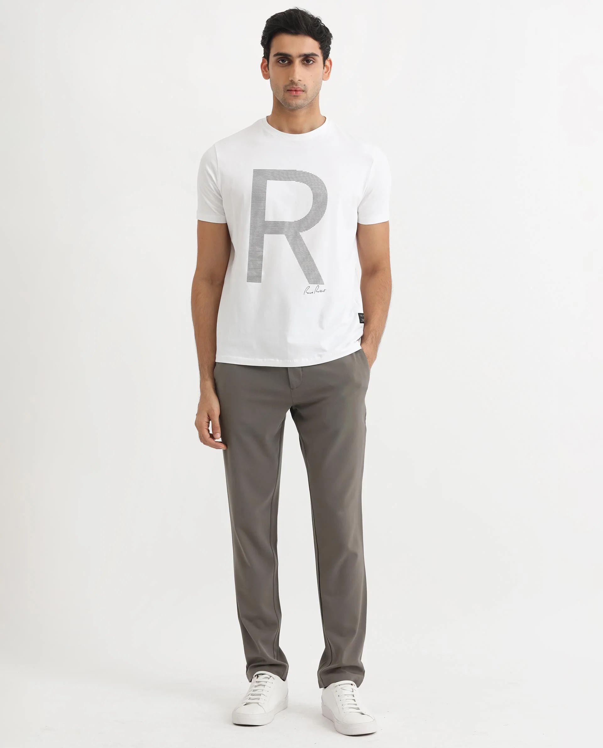 Rare Rabbit Men's Radd White Cotton Graphic Print Regular Fit Half Sleeve Crew Neck T-Shirt - Image 3