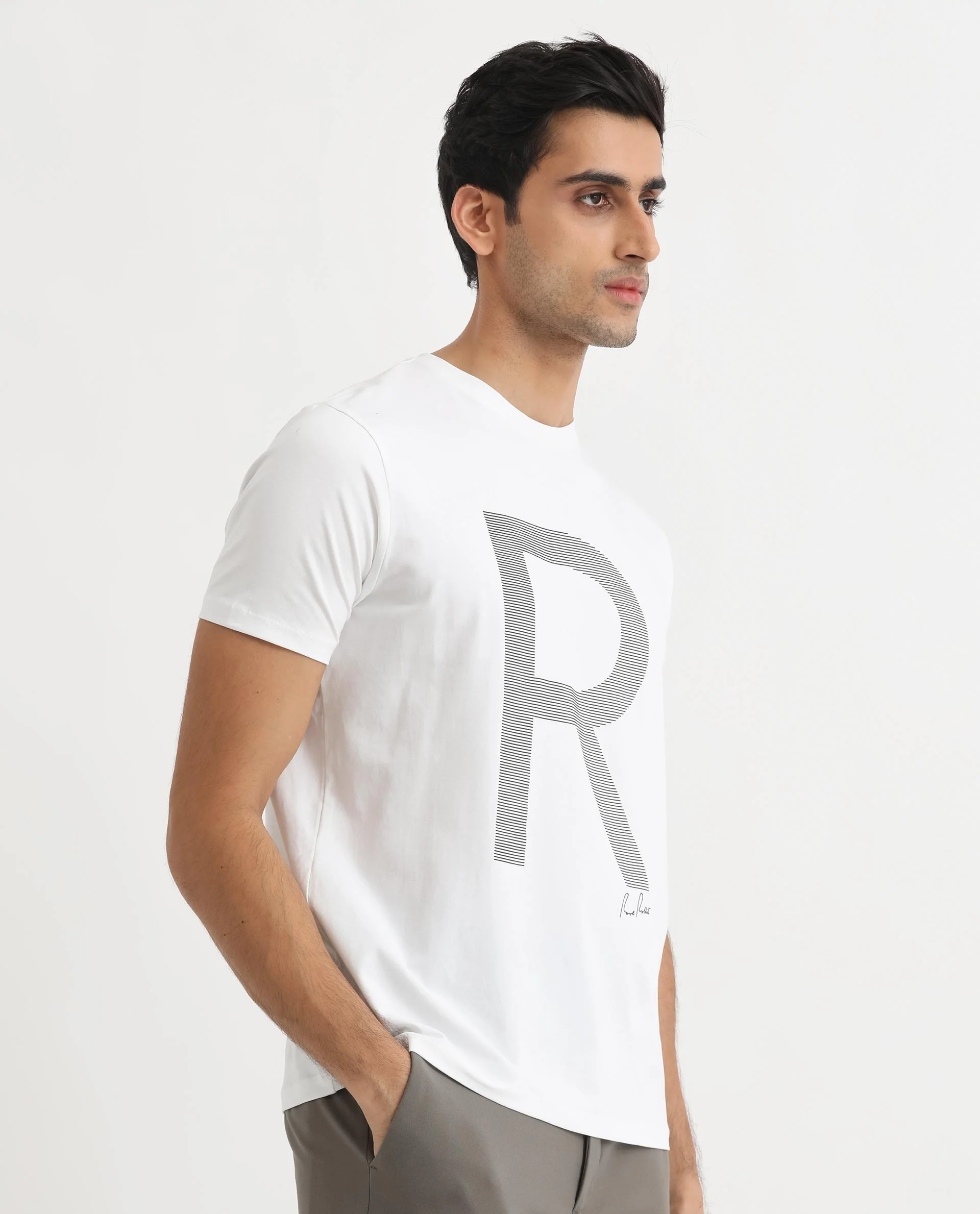 Rare Rabbit Men's Radd White Cotton Graphic Print Regular Fit Half Sleeve Crew Neck T-Shirt - Image 6