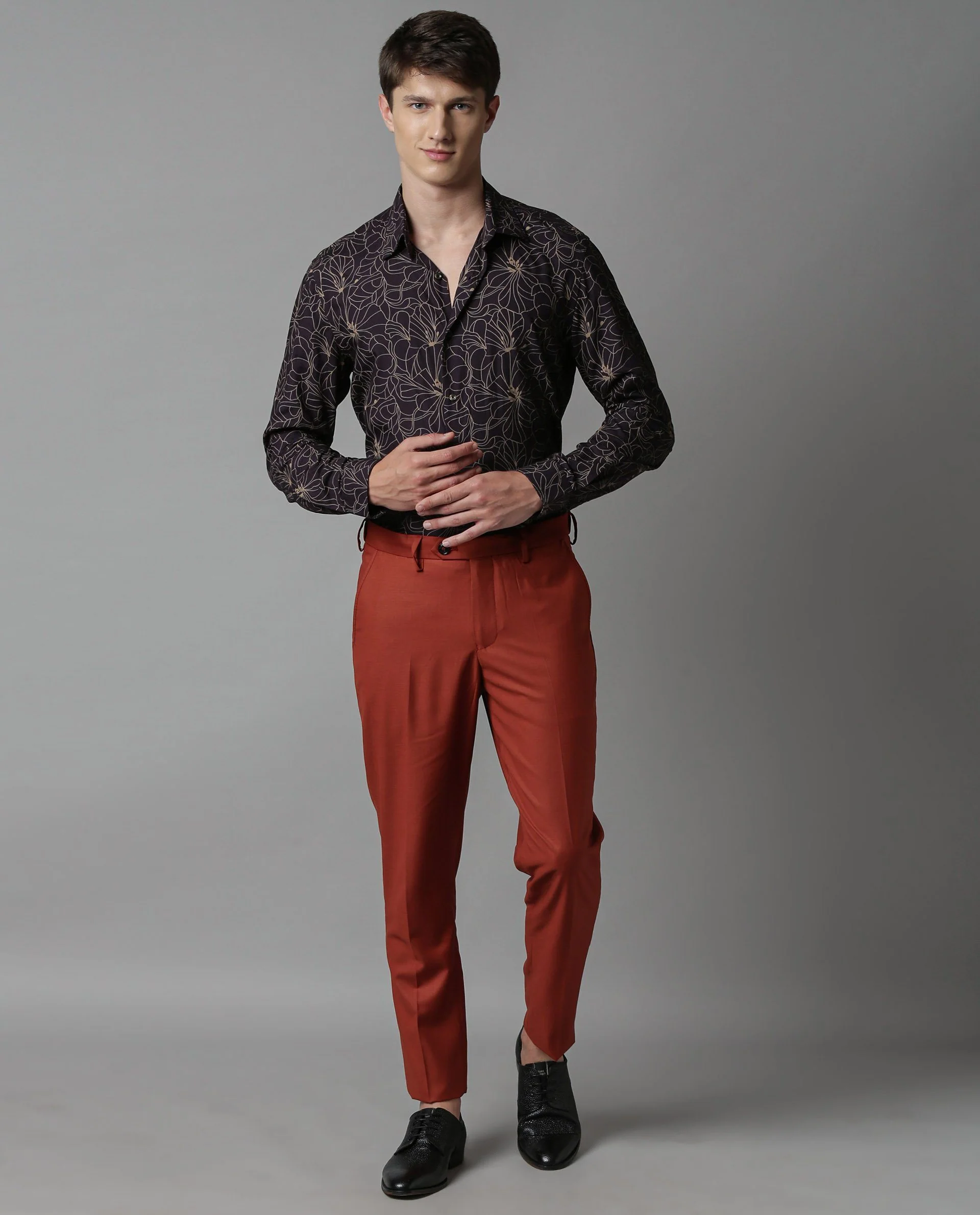 Rare Rabbit Men's Radiant Rust Polyester Plain Tailored Fit Full Sleeve Lapel Neck Blazer - Image 4
