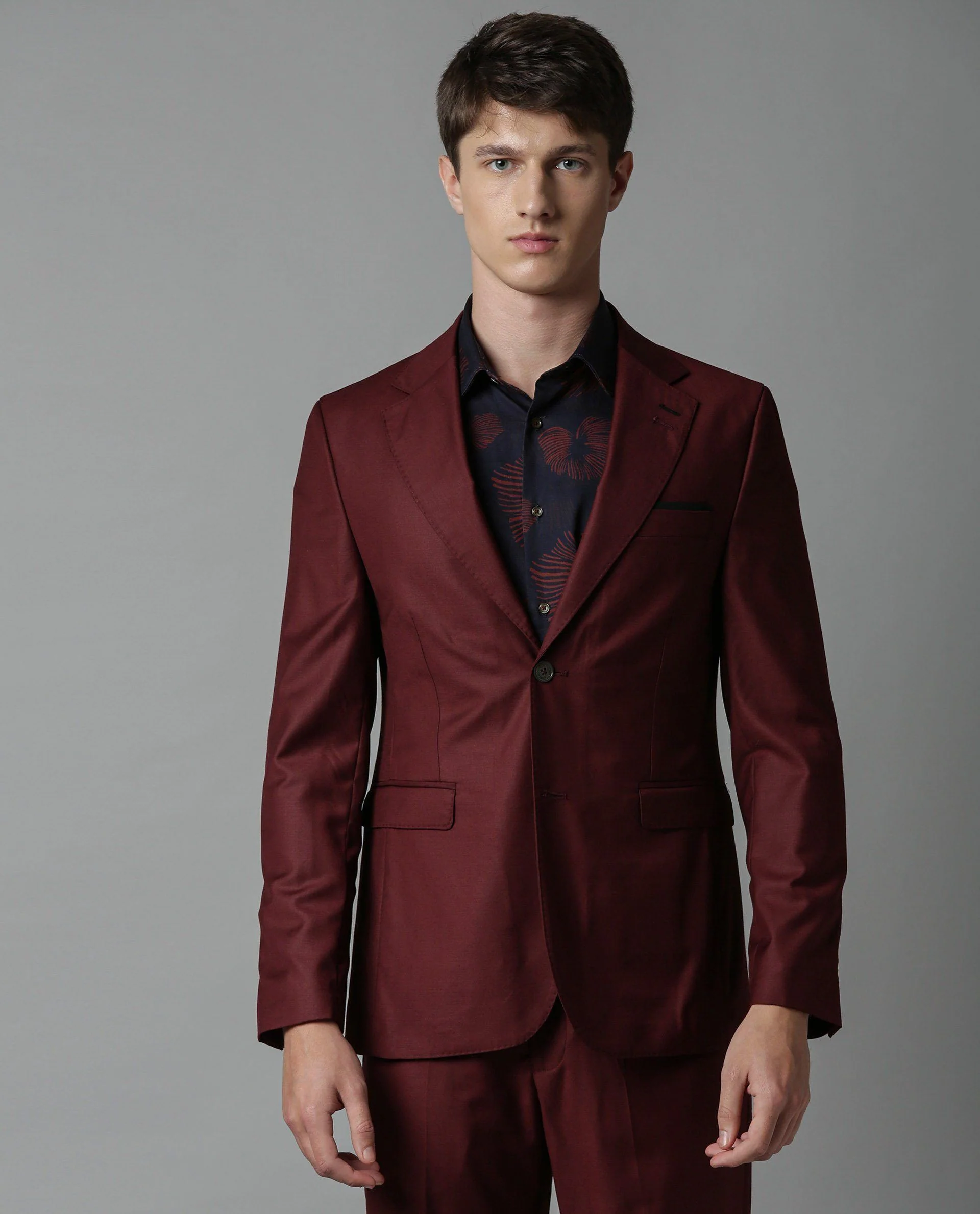 Rare Rabbit Men's Radiant Maroon Polyester Tailored Fit Full Sleeve Lapel Neck Blazer - Image 4