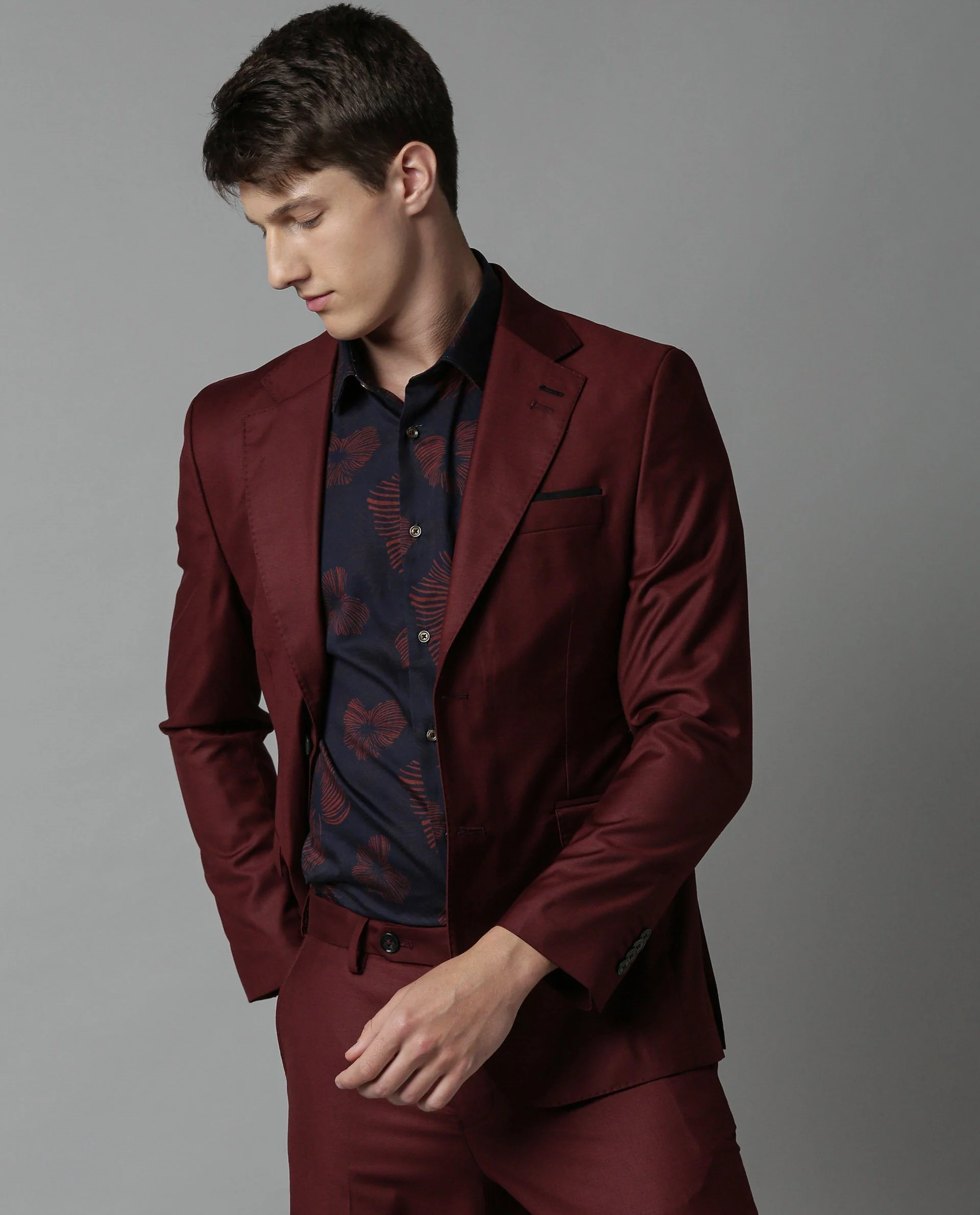 Rare Rabbit Men's Radiant Maroon Polyester Tailored Fit Full Sleeve Lapel Neck Blazer - Image 5