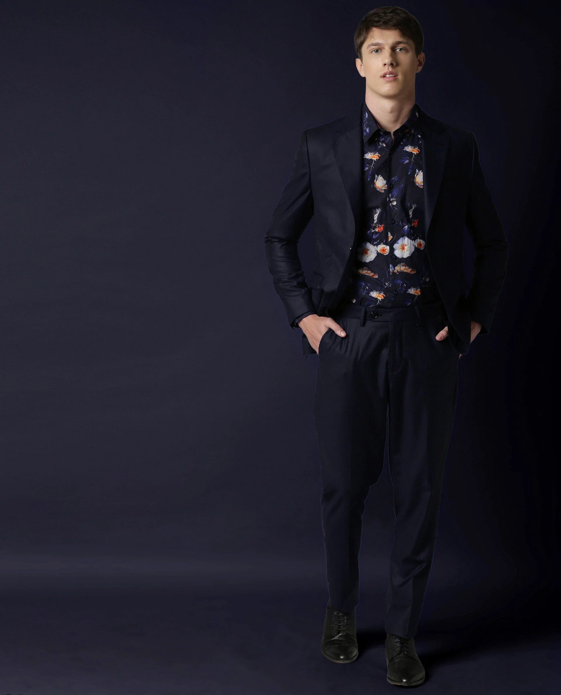 Rare Rabbit Men's Radiant Navy Polyester Tailored Fit Full Sleeve Lapel Neck Blazer - Image 2