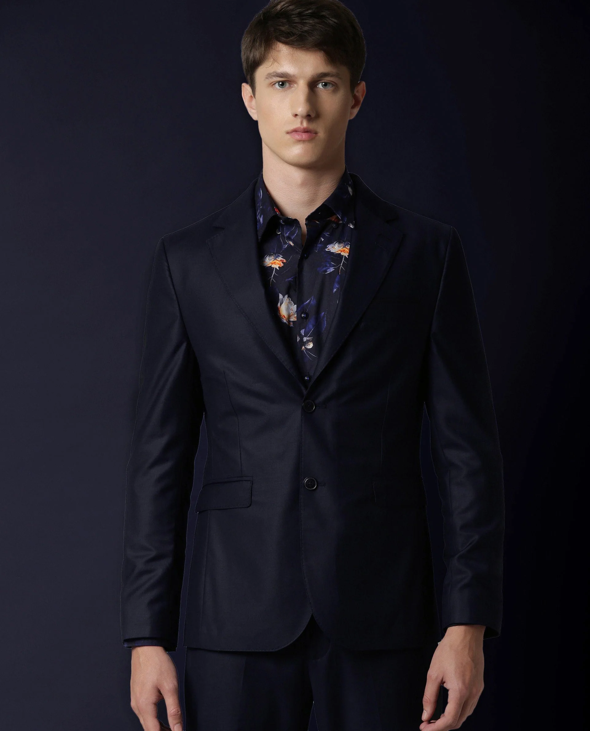Rare Rabbit Men's Radiant Navy Polyester Tailored Fit Full Sleeve Lapel Neck Blazer - Image 3