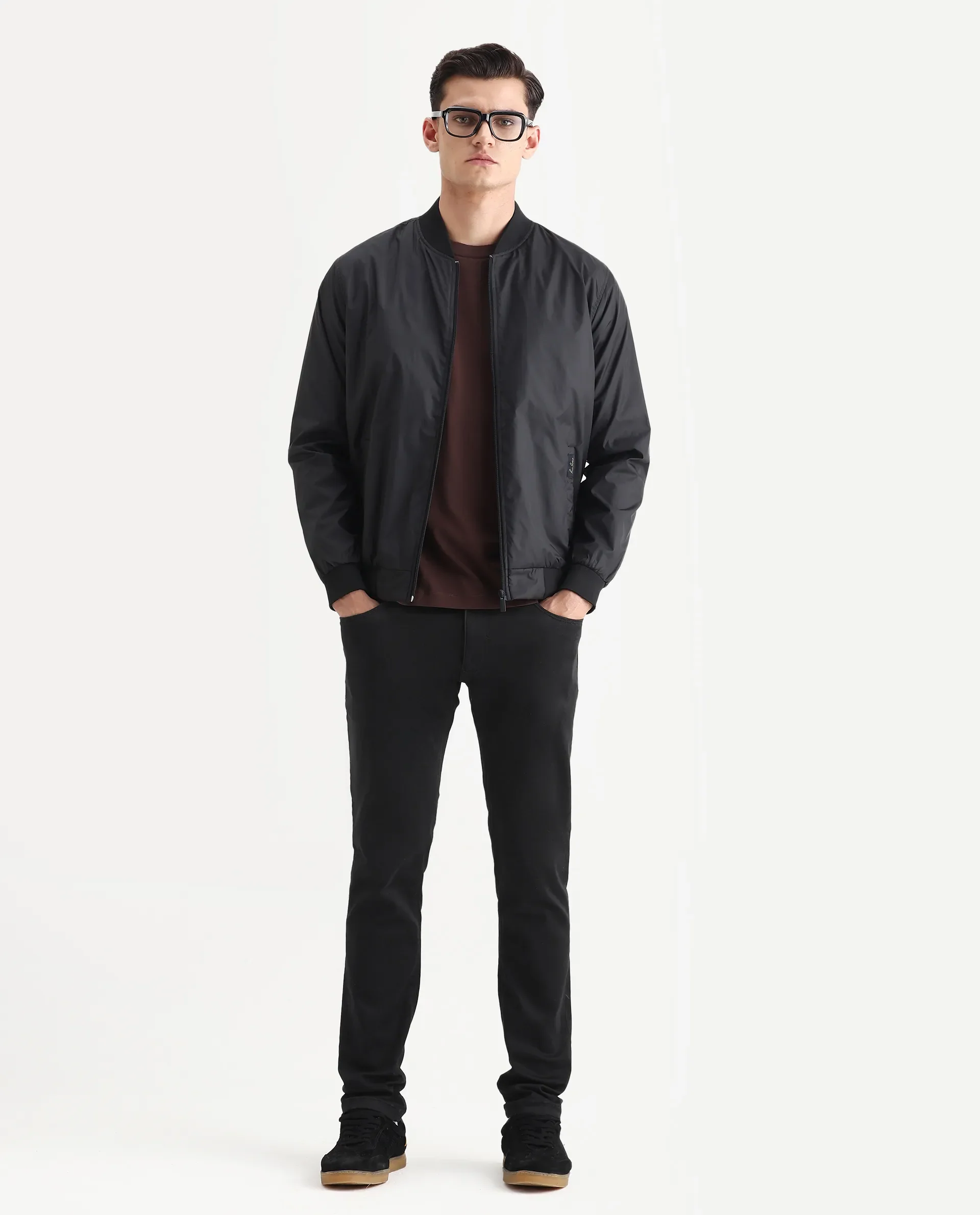 Rare Rabbit Men's Radley Black Cotton Plain Hawk Slim Fit Jeans