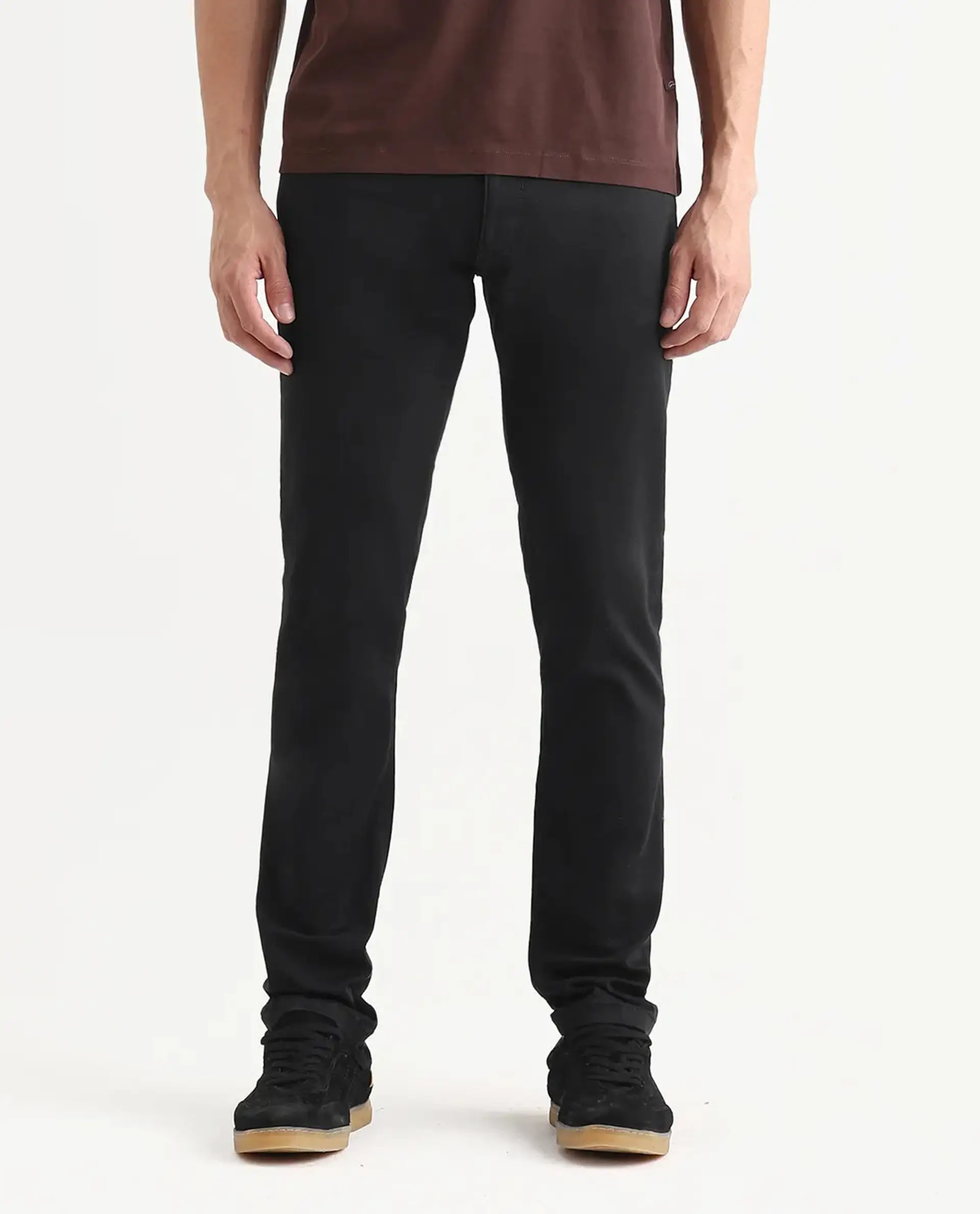 Rare Rabbit Men's Radley Black Cotton Plain Hawk Slim Fit Jeans - Image 9