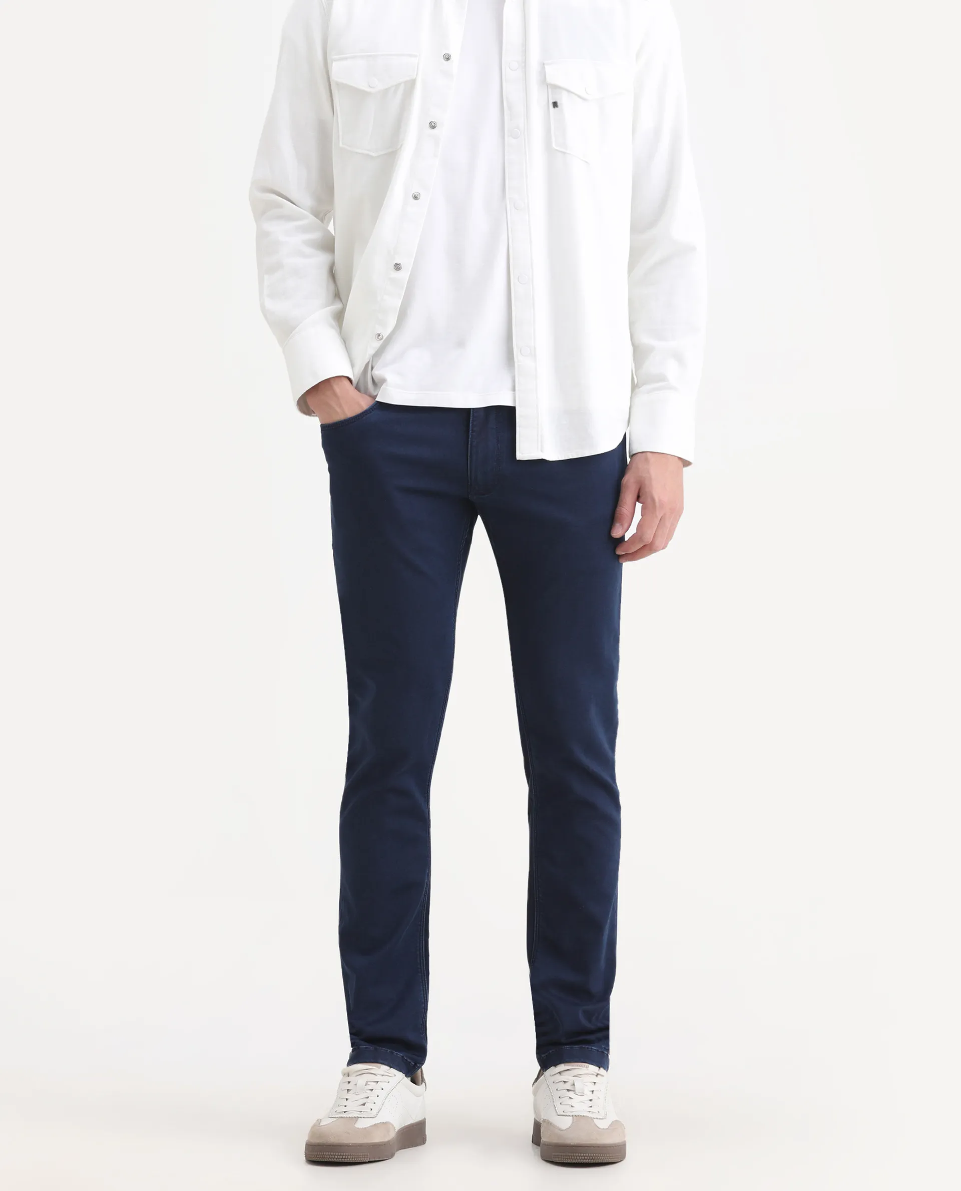 Rare Rabbit Men's Radley Blue Cotton Plain Hawk Slim Fit Jeans - Image 2