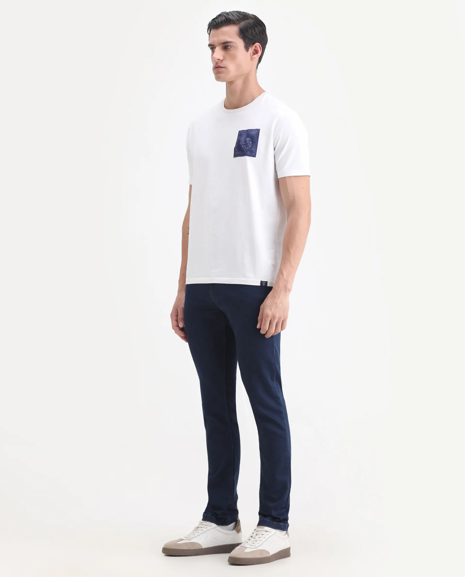 Rare Rabbit Men's Radley Blue Cotton Plain Hawk Slim Fit Jeans - Image 5