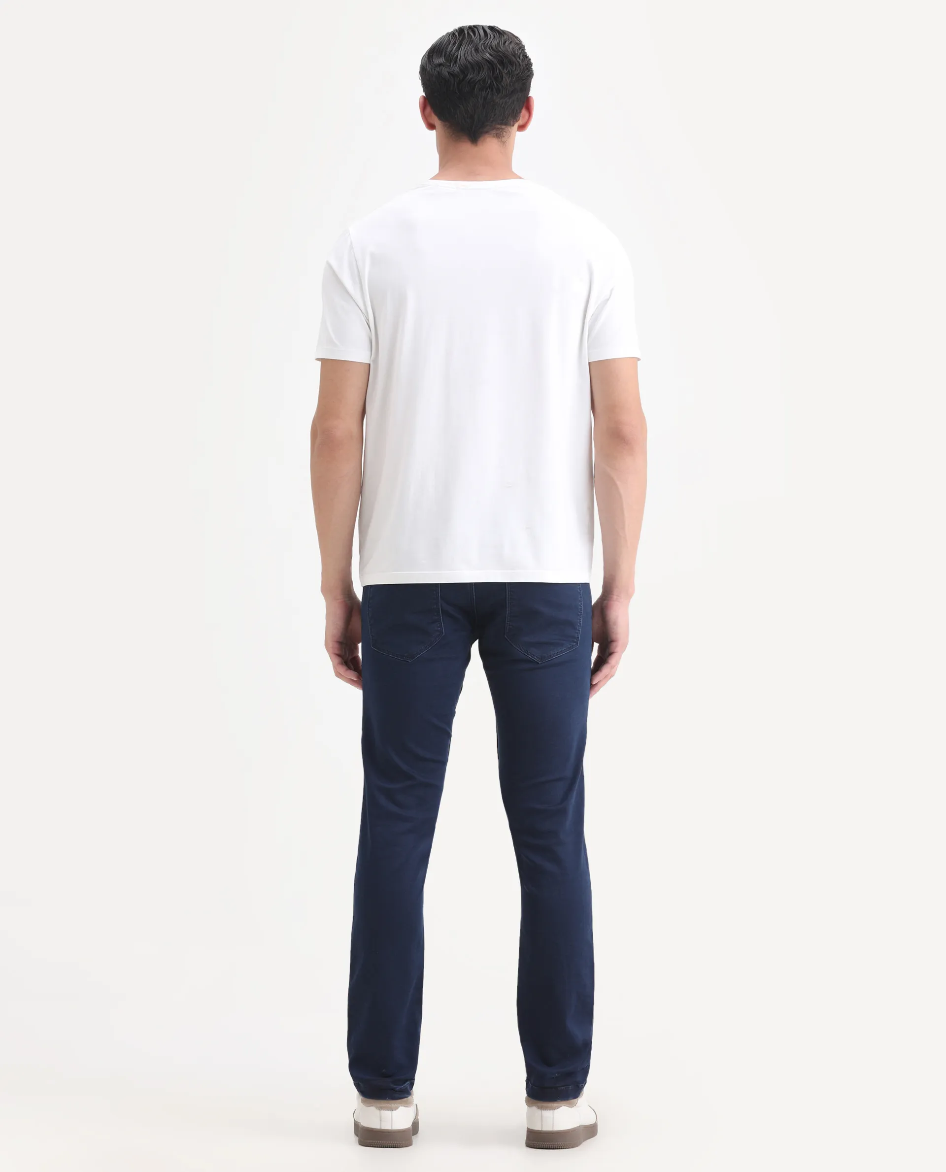 Rare Rabbit Men's Radley Blue Cotton Plain Hawk Slim Fit Jeans - Image 8