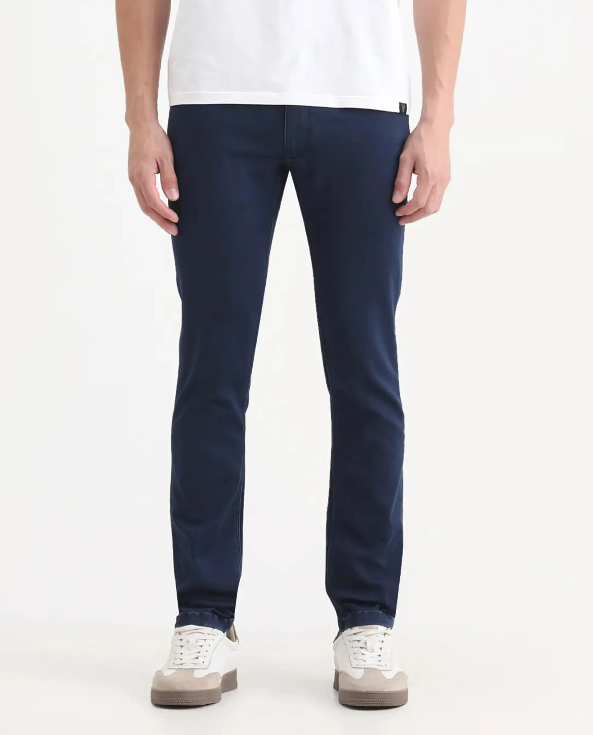 Rare Rabbit Men's Radley Blue Cotton Plain Hawk Slim Fit Jeans - Image 9