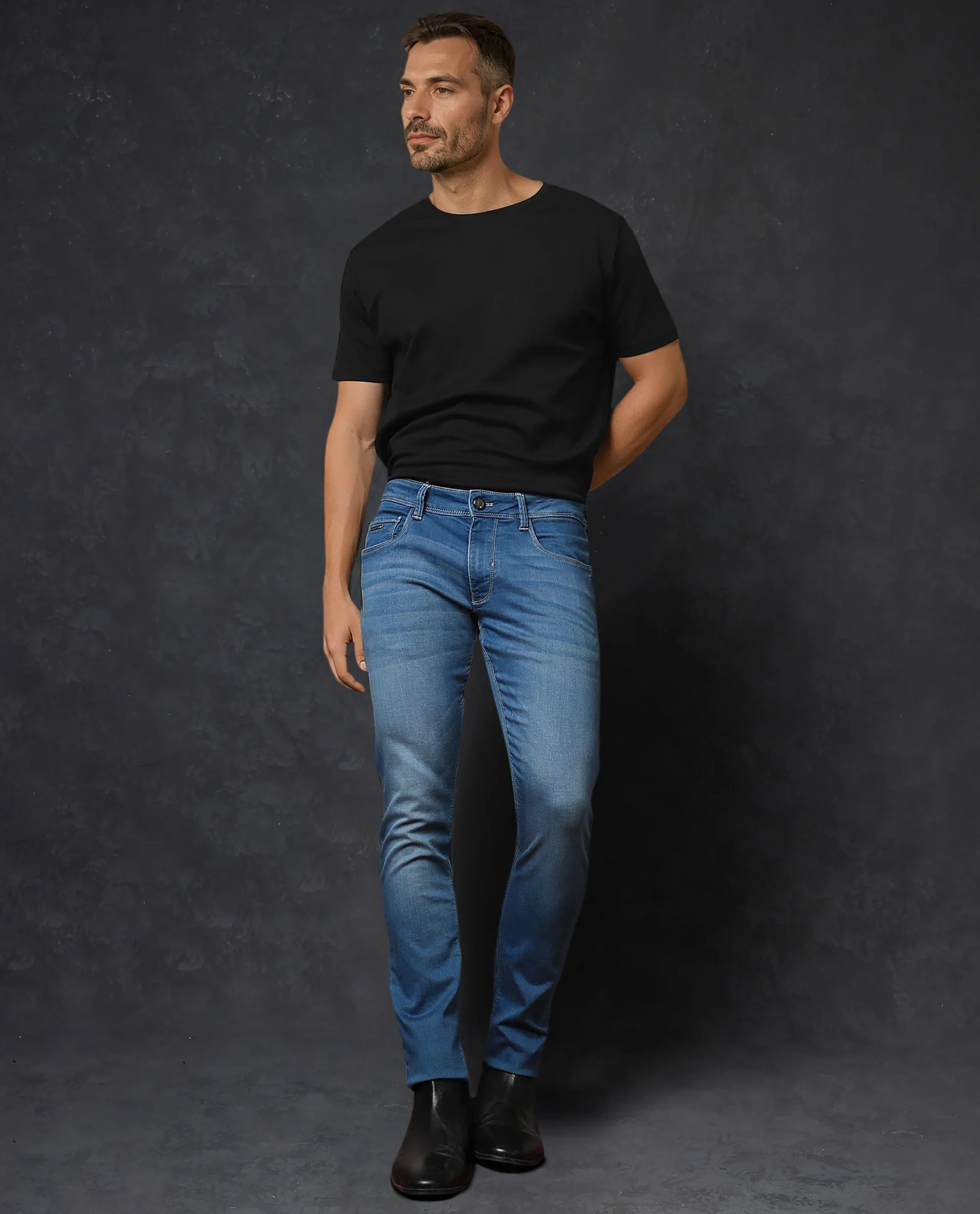 Rare Rabbit Men's Radley Light Blue Cotton Plain Hawk Slim Fit Jeans - Image 3