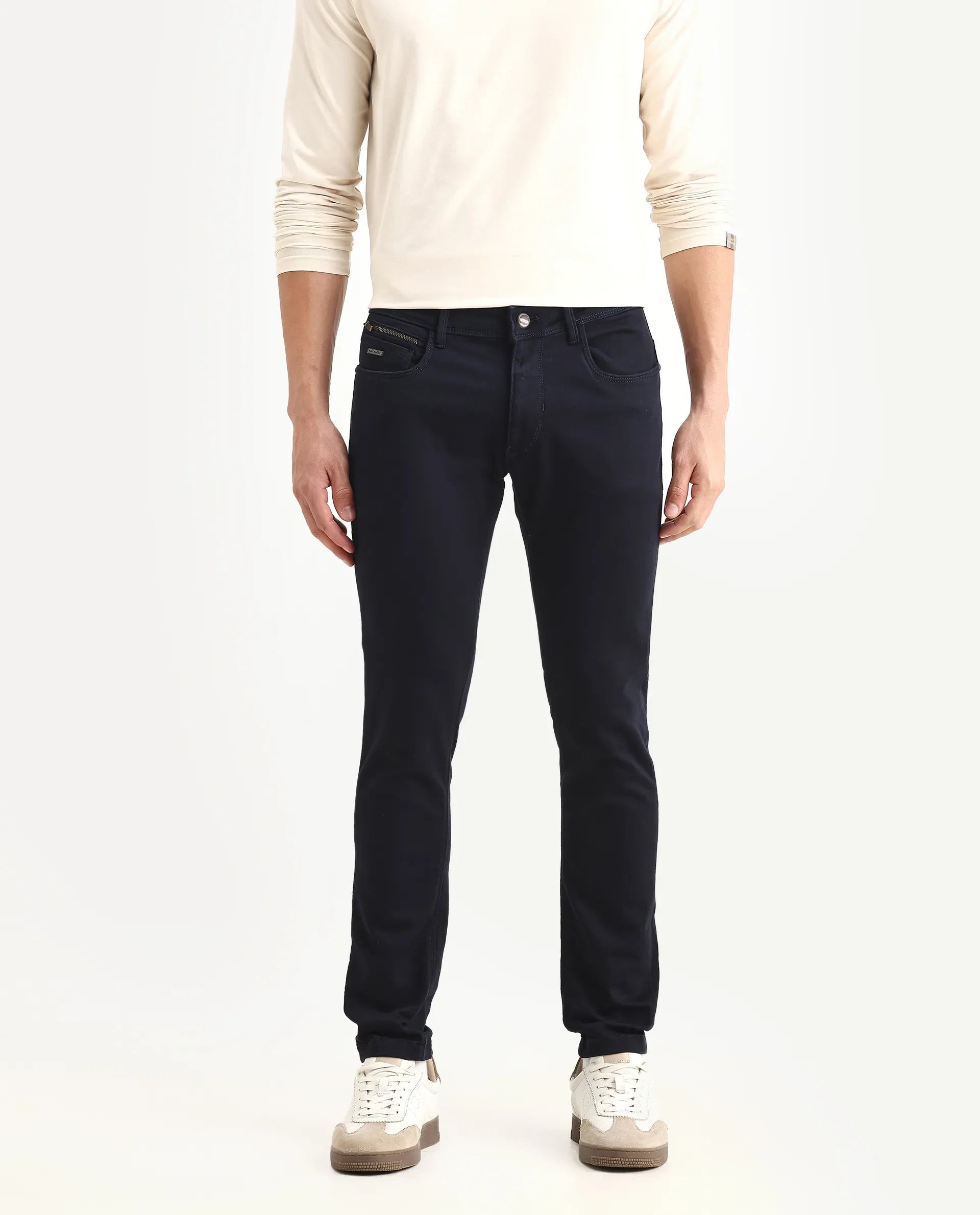 Rare Rabbit Men's Radley Navy Cotton Plain Hawk Slim Fit Jeans - Image 2