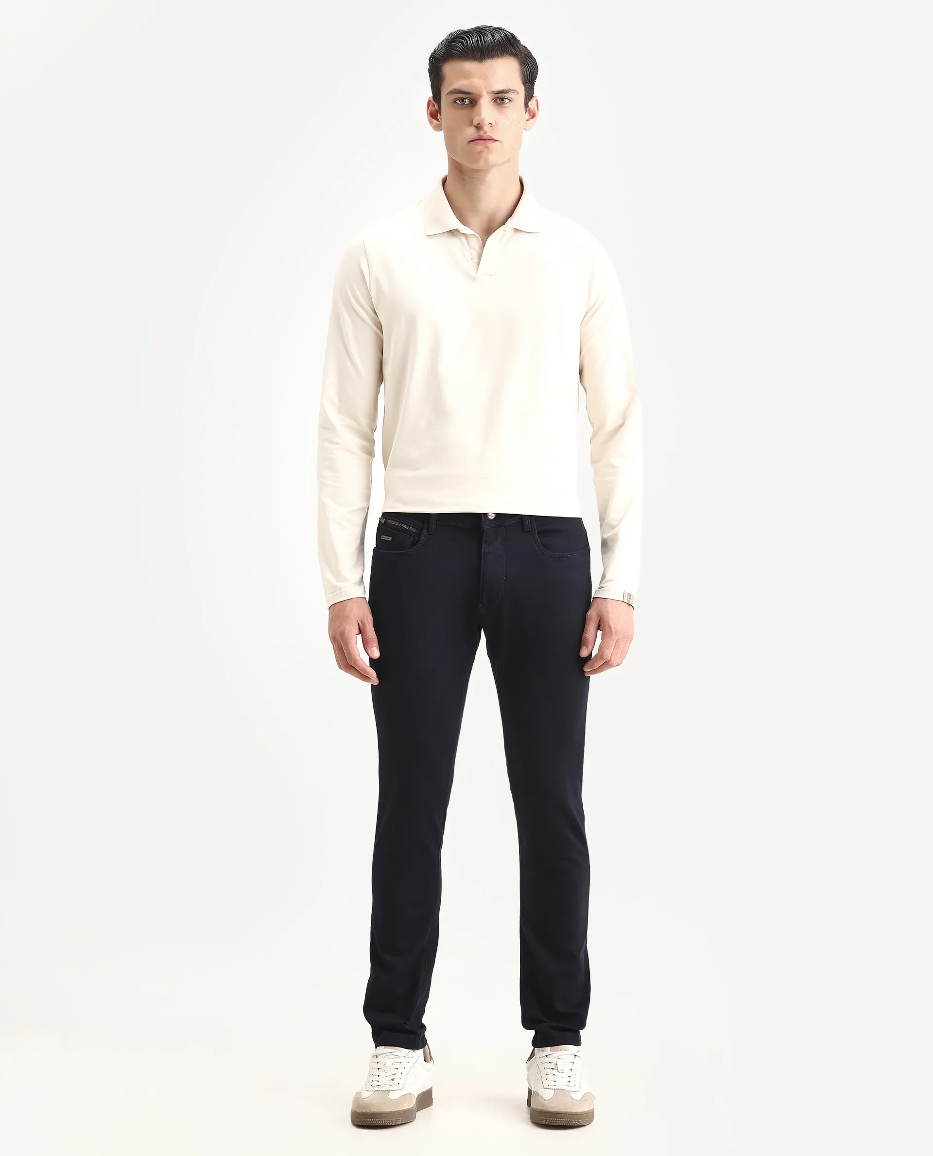 Rare Rabbit Men's Radley Navy Cotton Plain Hawk Slim Fit Jeans - Image 5