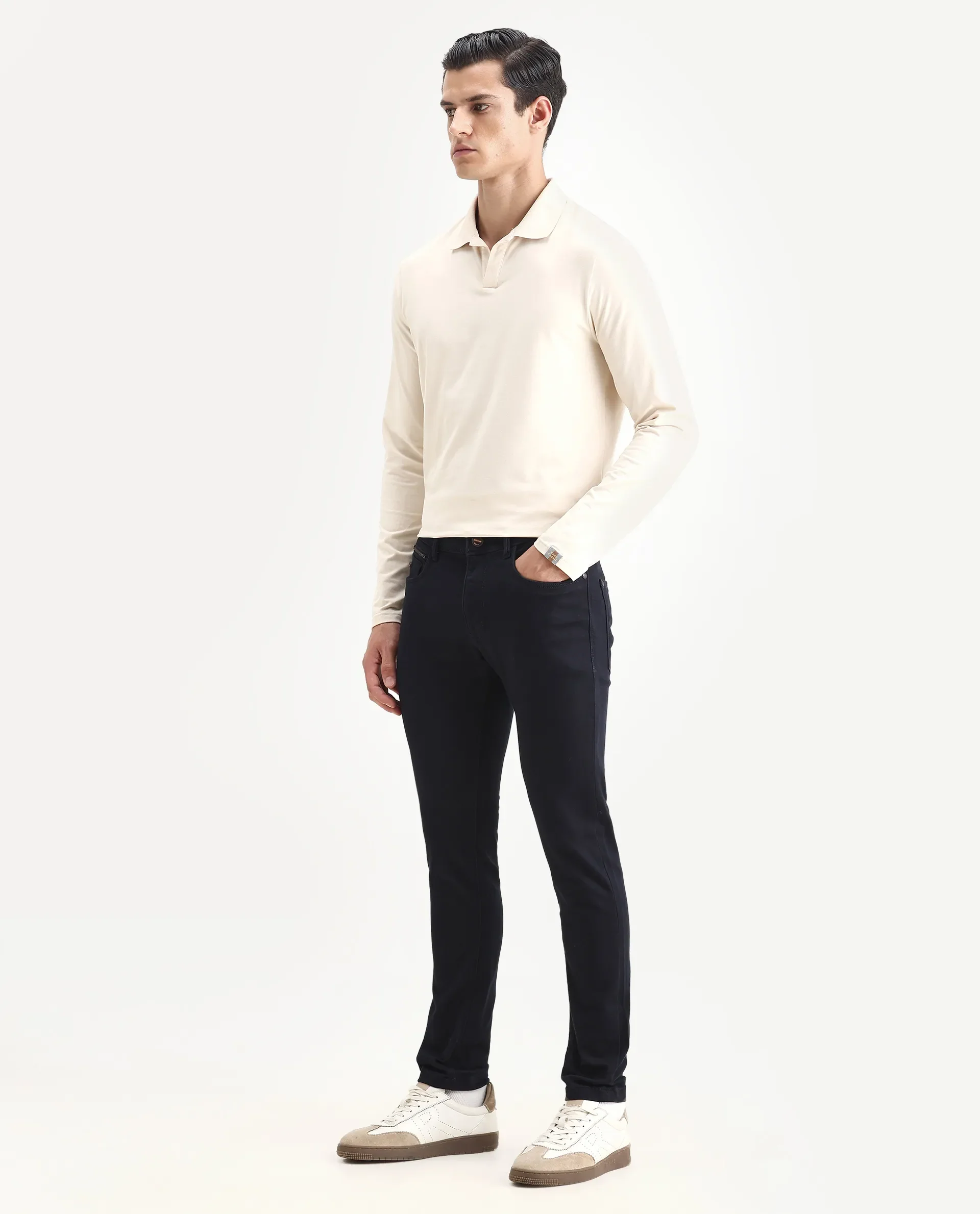 Rare Rabbit Men's Radley Navy Cotton Plain Hawk Slim Fit Jeans - Image 6