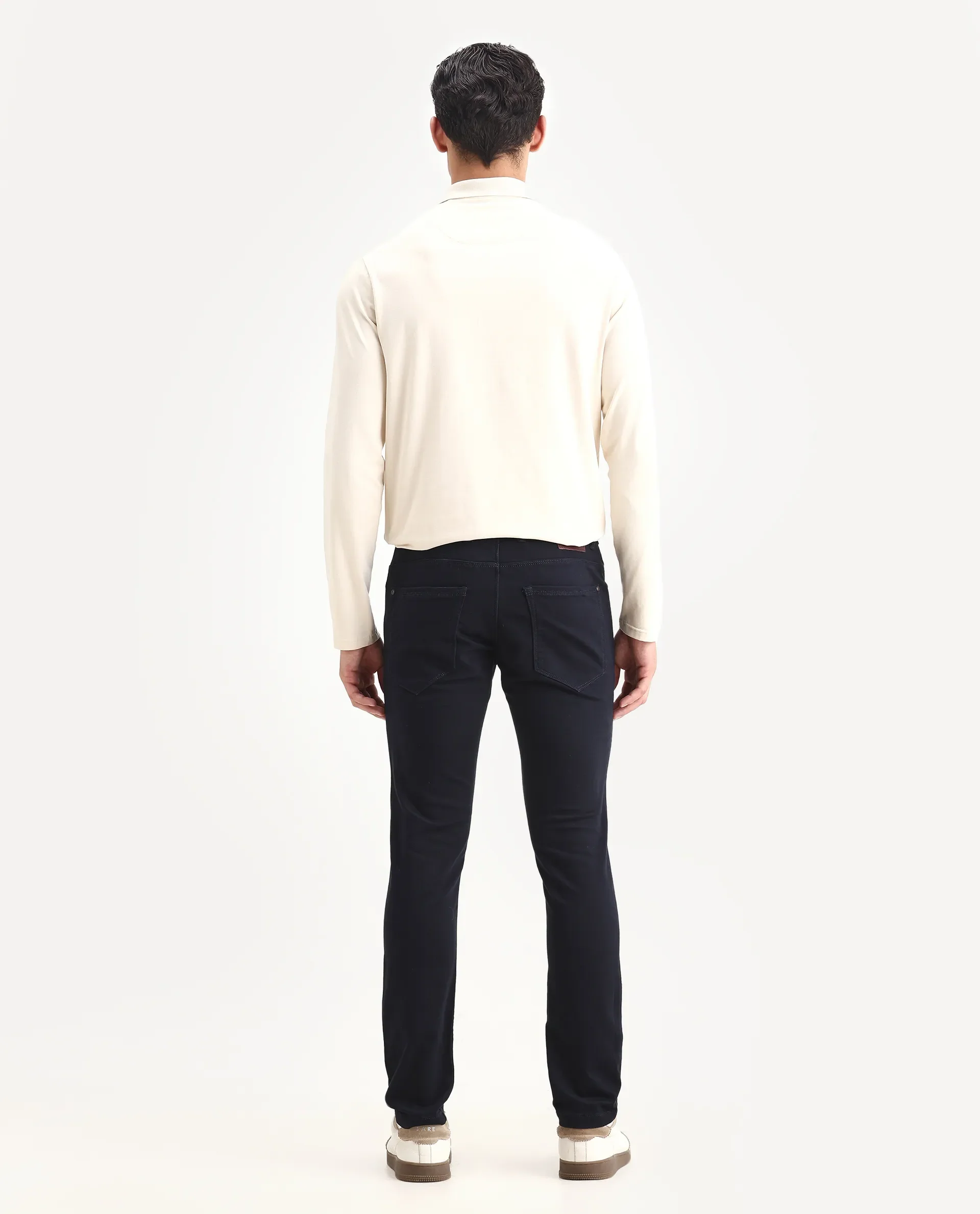 Rare Rabbit Men's Radley Navy Cotton Plain Hawk Slim Fit Jeans - Image 8