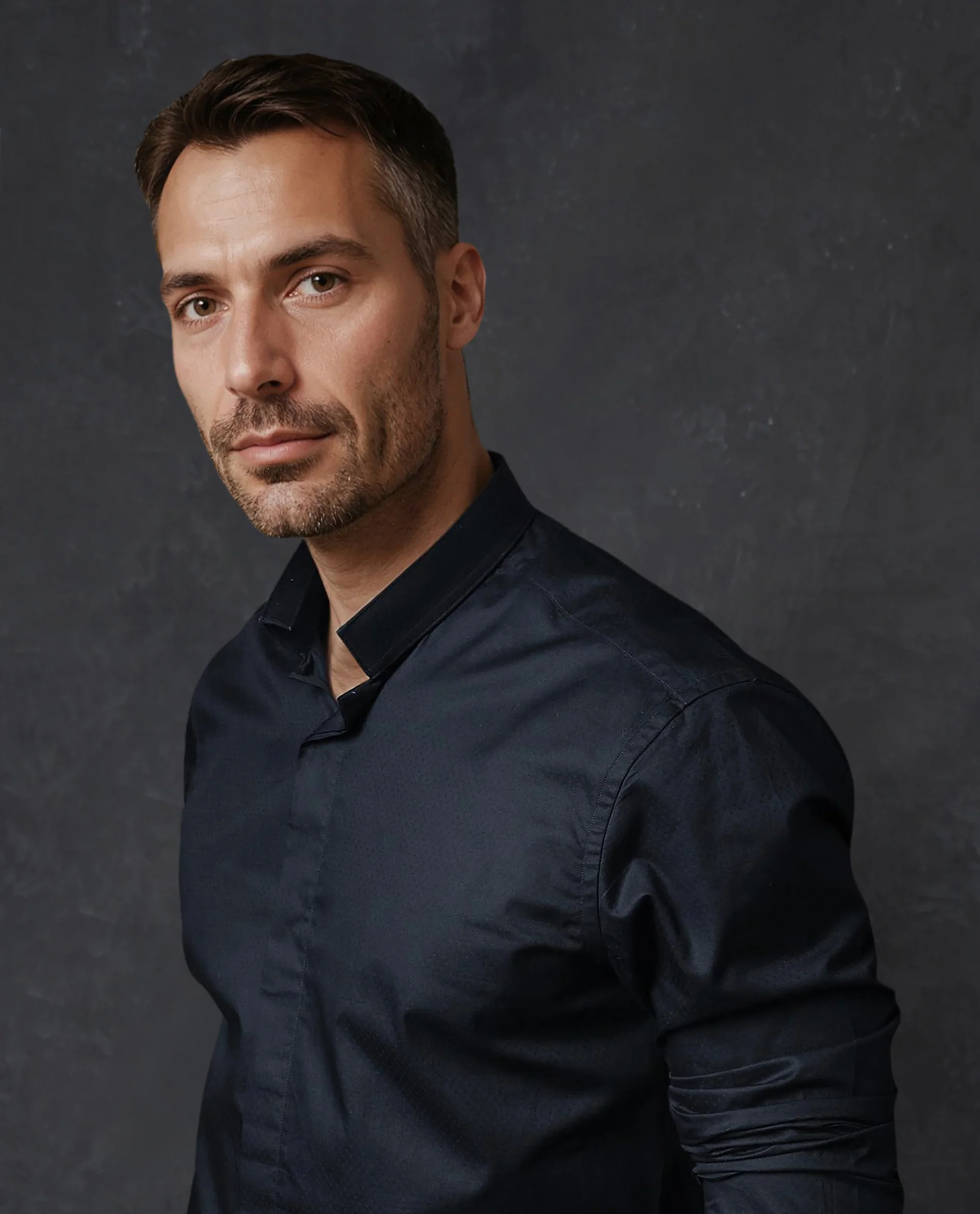 Rare Rabbit Men's Radon Navy Cotton Plain Tailored Fit Full Sleeve Mandarin Collar Shirt - Image 3