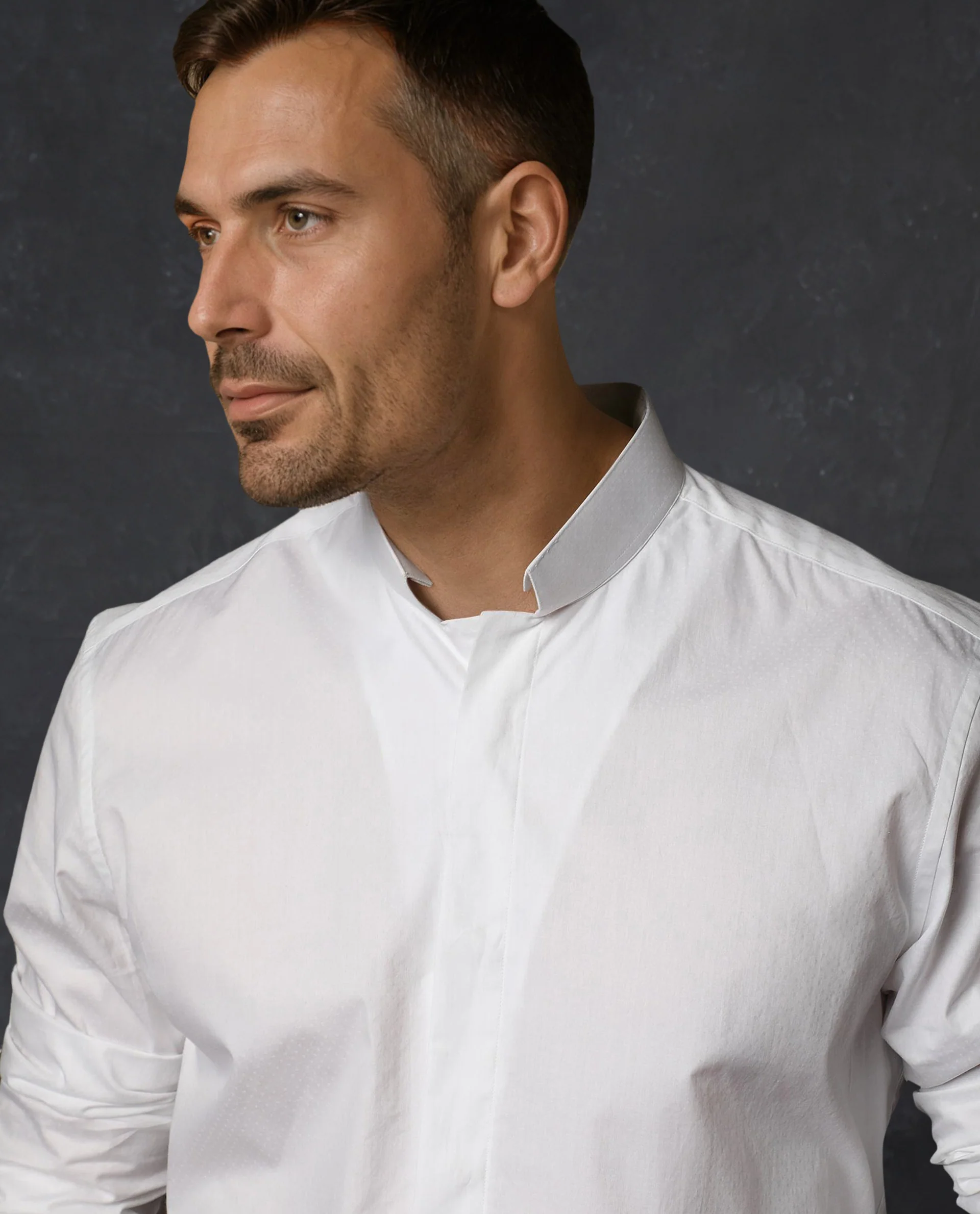 Rare Rabbit Men's Radon White Cotton Plain Tailored Fit Full Sleeve Mandarin Collar Shirt - Image 4