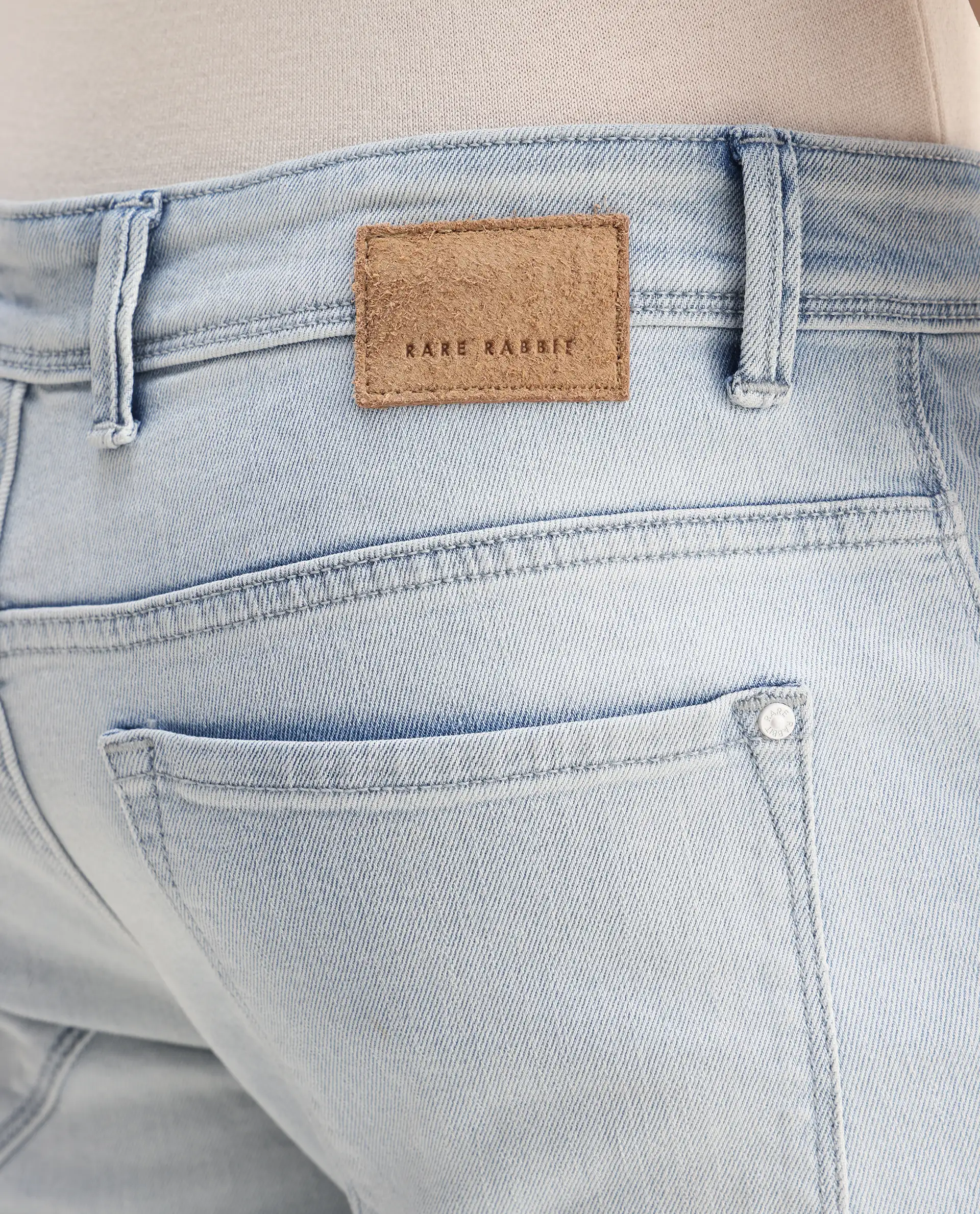 Rare Rabbit Men's Rafail Light Blue Cotton Blend Plain Hawk Slim Fit Jeans - Image 4