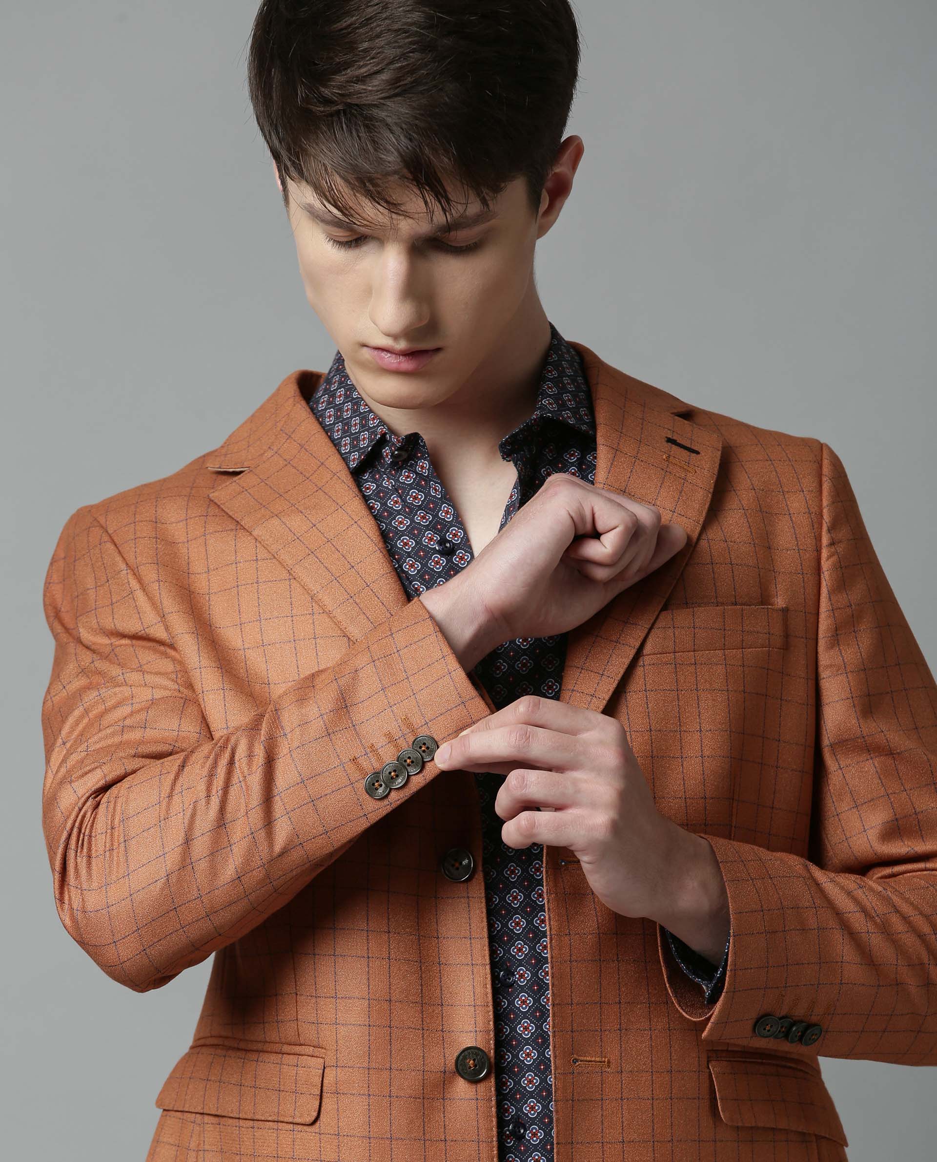 Rare Rabbit Men's Rage Rust Polyester Tailored Fit Full Sleeve Lapel Neck Blazer - Image 2