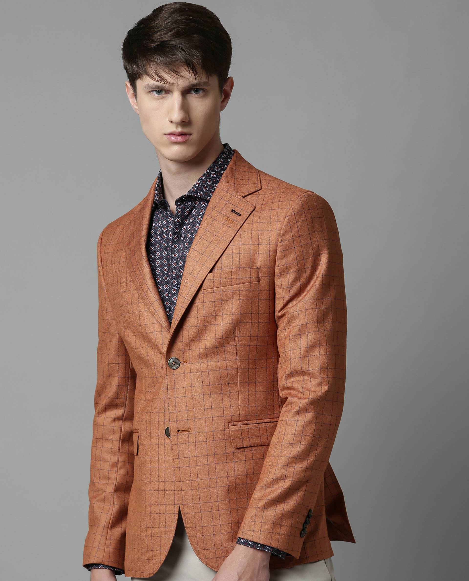 Rare Rabbit Men's Rage Rust Polyester Tailored Fit Full Sleeve Lapel Neck Blazer - Image 3