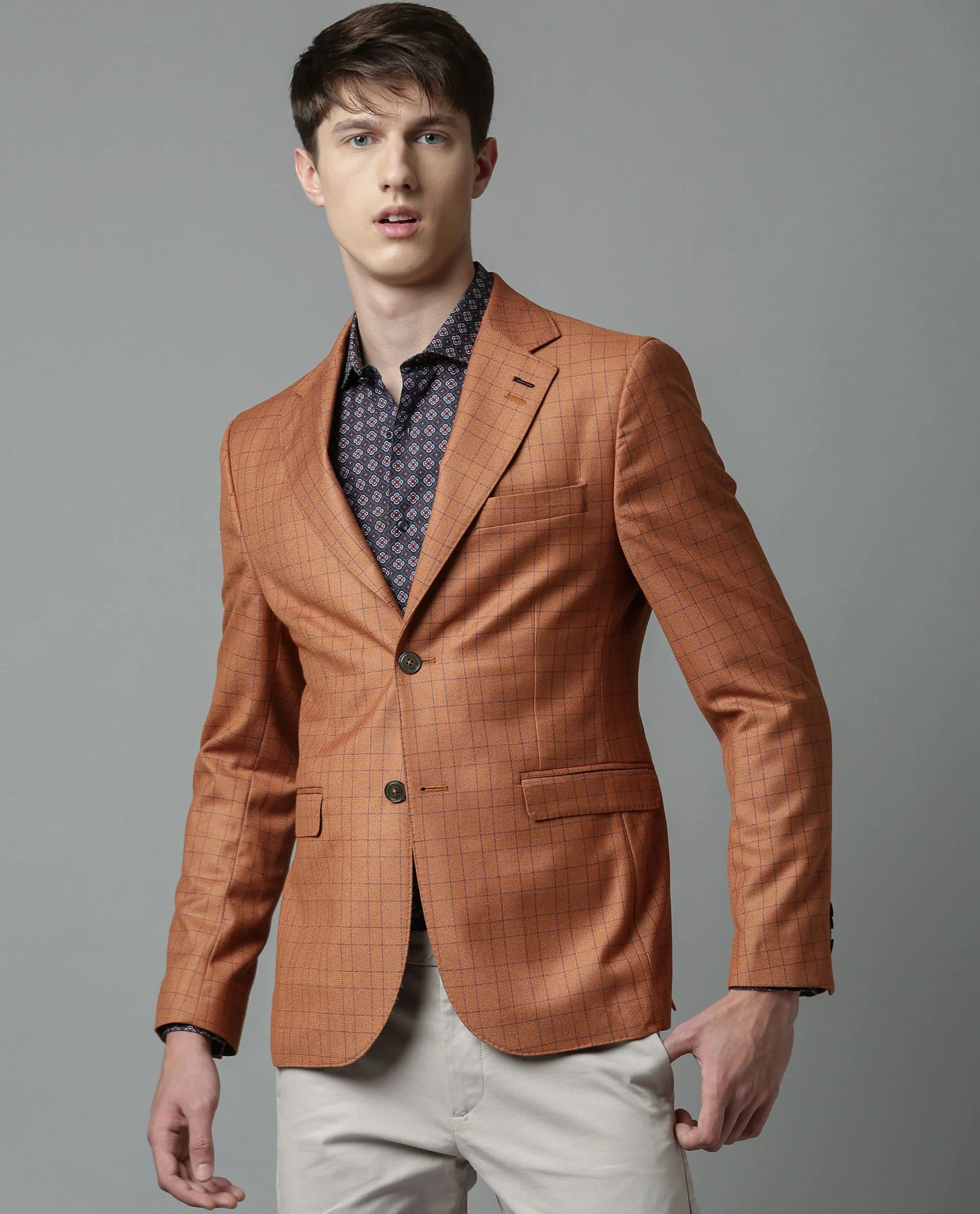 Rare Rabbit Men's Rage Rust Polyester Tailored Fit Full Sleeve Lapel Neck Blazer - Image 4