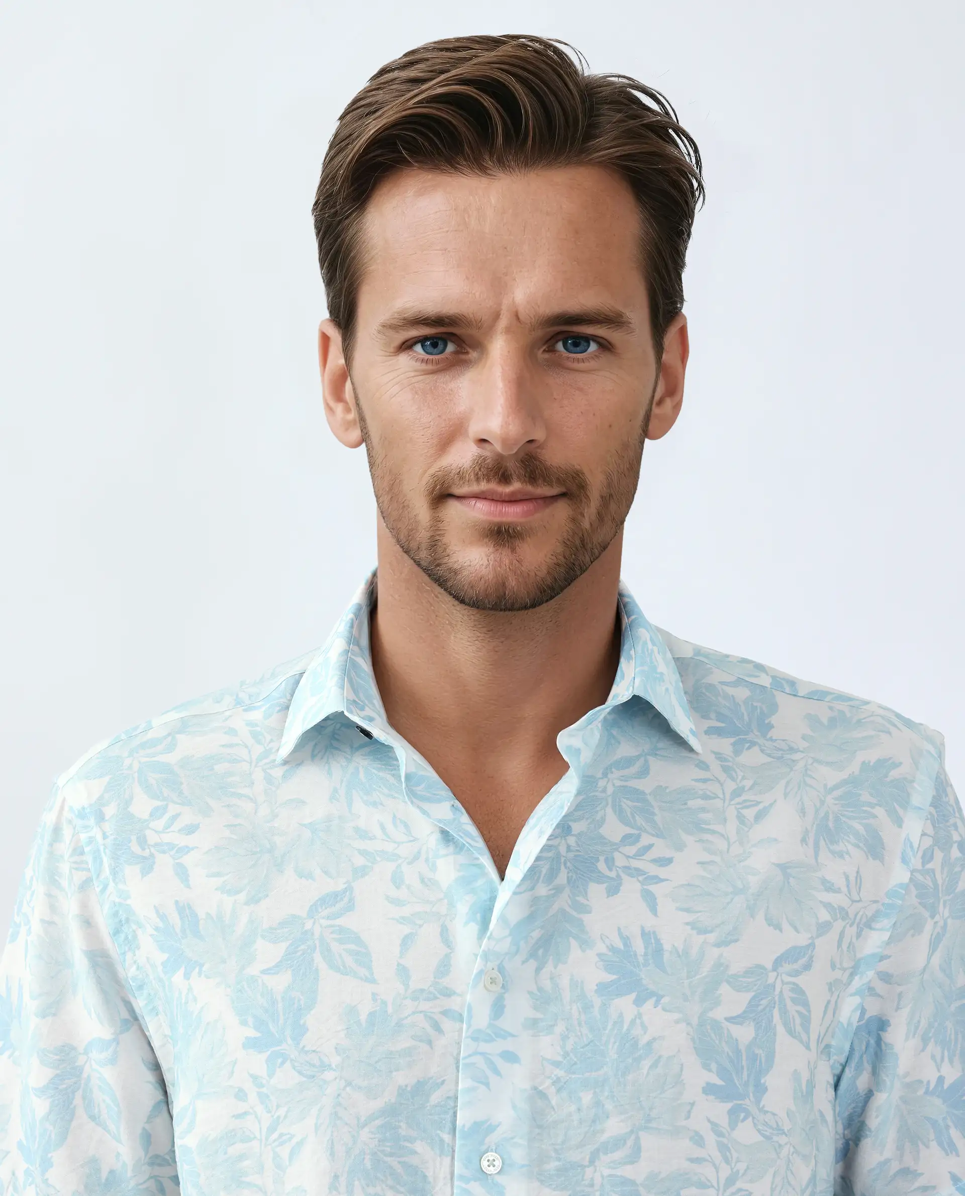Rare Rabbit Men's Rage Pastel Blue Viscose Blend Tropical Print Regular Fit Half Sleeve Collared Shirt - Image 7