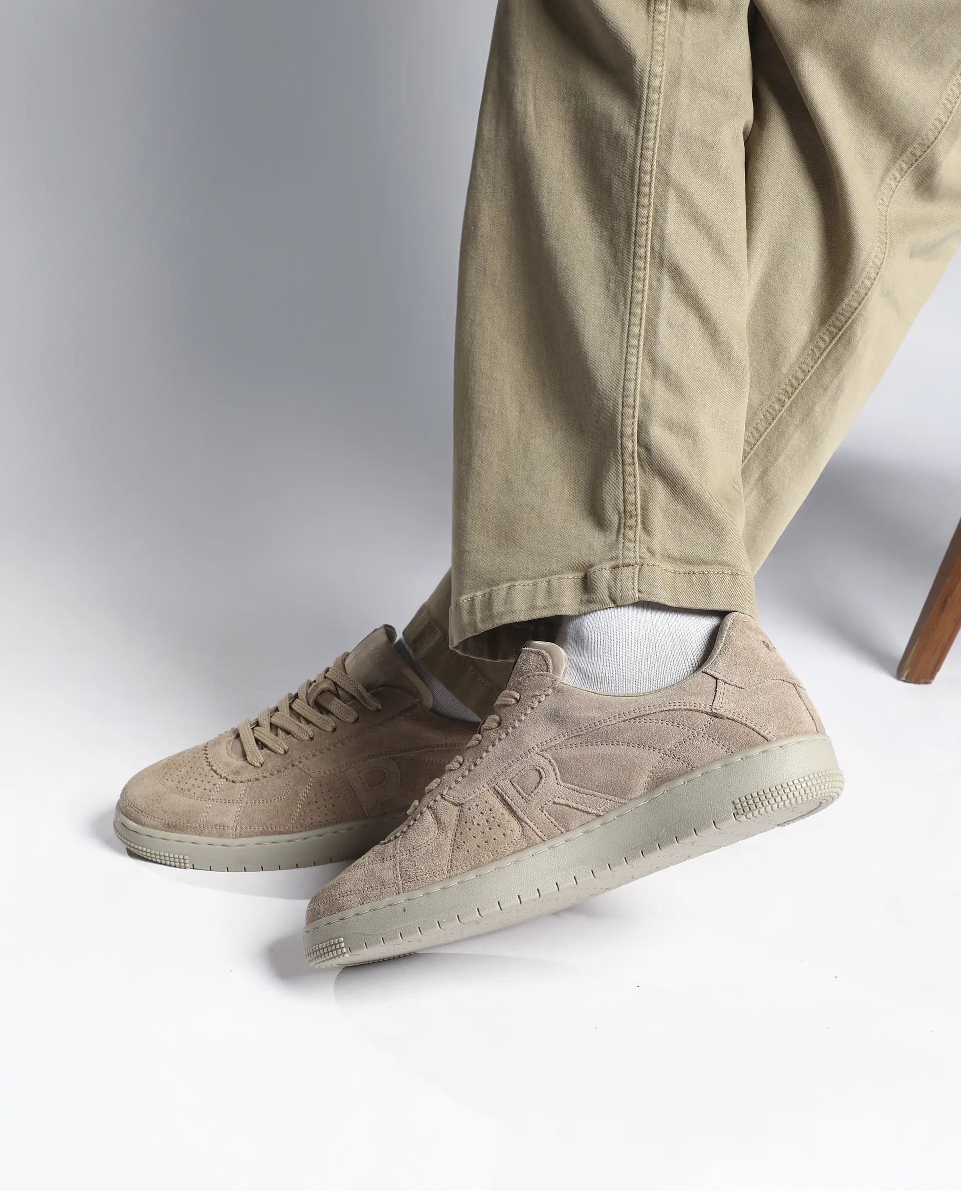 Rare Rabbit Men Ragno Biege Genuine Suede Leather Low-Top Lace Up Sneaker Shoes - Image 2