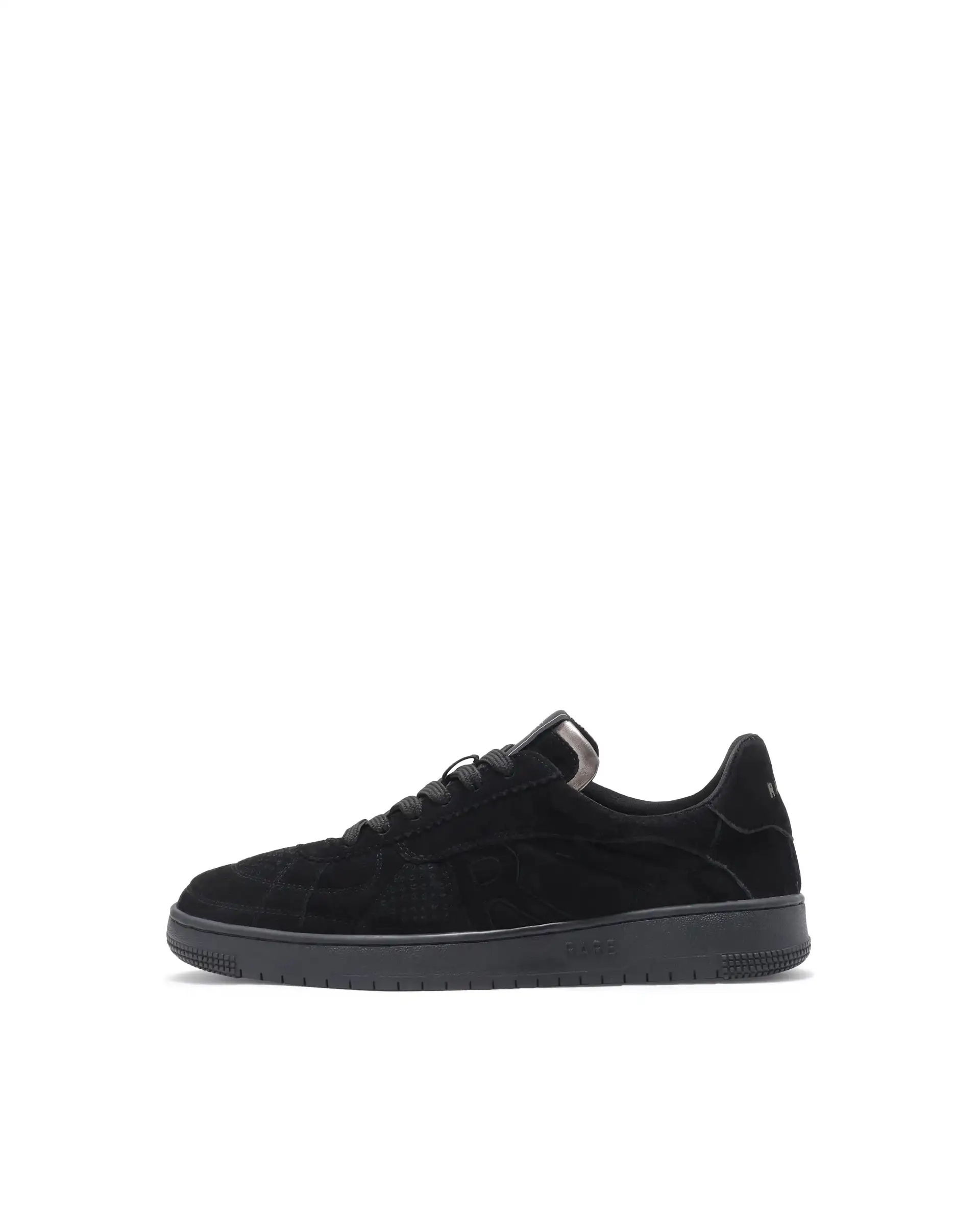 Rare Rabbit Men Ragno Black Genuine Suede Leather Low-Top Lace Up Sneaker Shoes