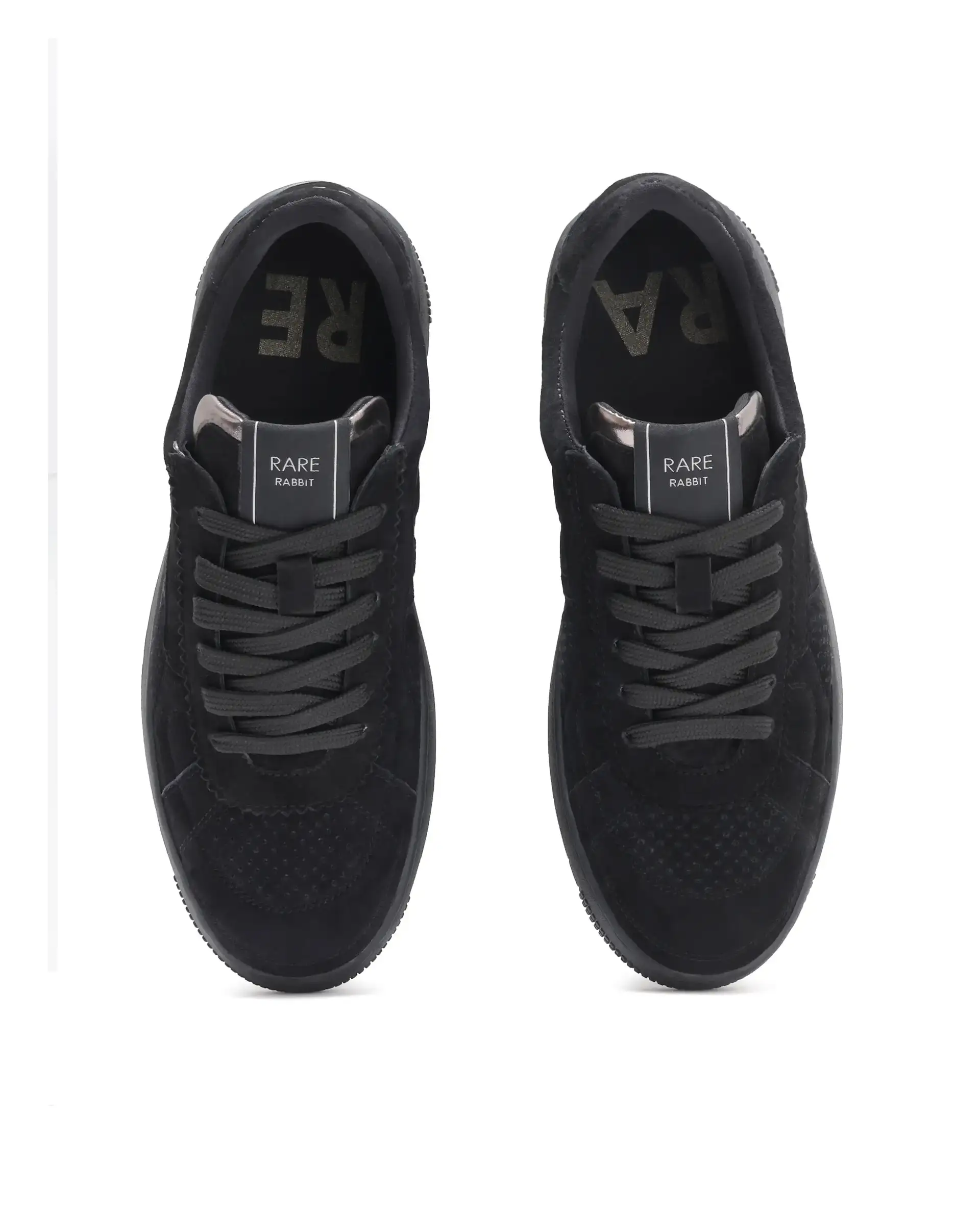 Rare Rabbit Men Ragno Black Genuine Suede Leather Low-Top Lace Up Sneaker Shoes - Image 4