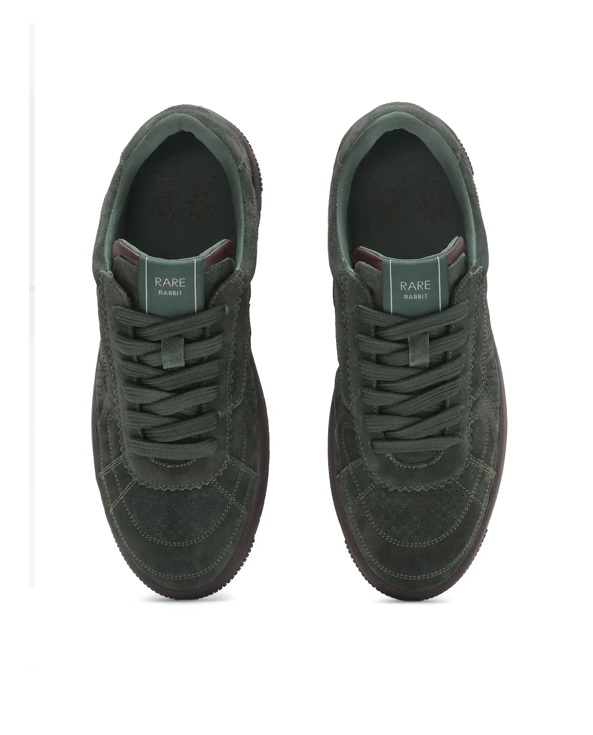 Rare Rabbit Men's Ragno Green Genuine Suede Leather Low-Top Lace Up Sneaker Shoes - Image 4