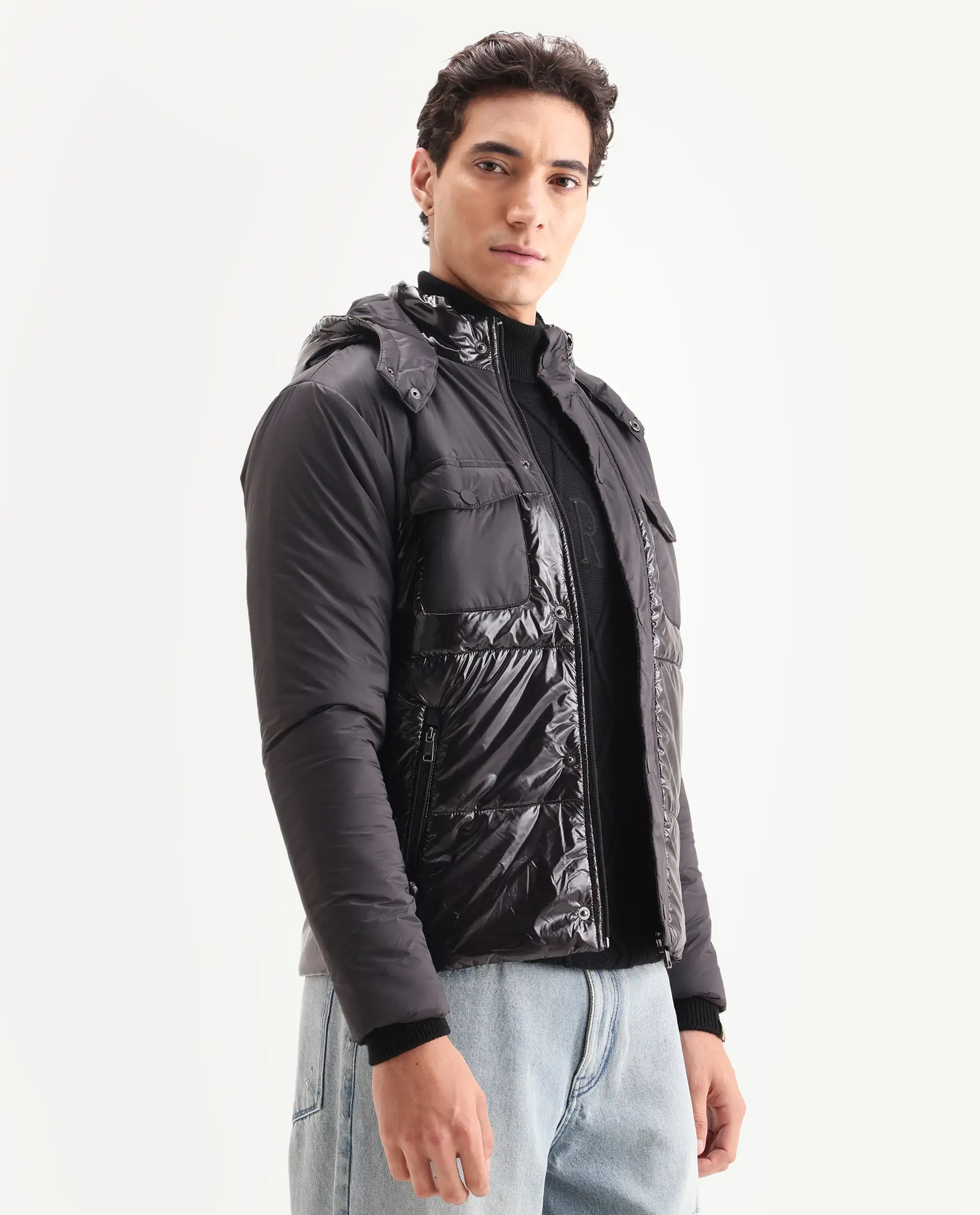 Rare Rabbit Men's Ragon Black Polyester Plain Relaxed Fit Full Sleeve Hooded Jacket - Image 6