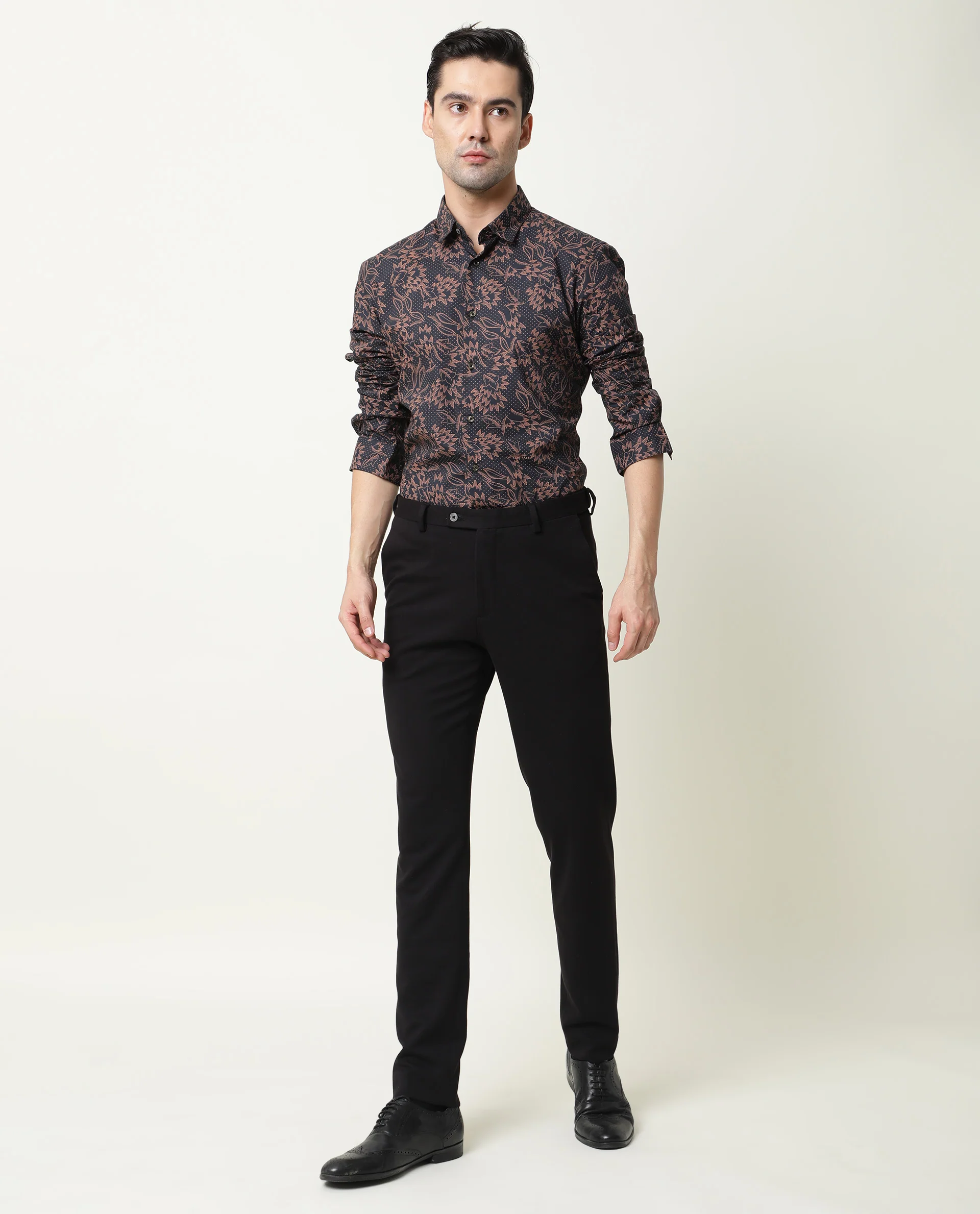 Rare Rabbit Men's Rai Navy Cotton Regular Fit Full Sleeve Spread Collar Shirt - Image 3
