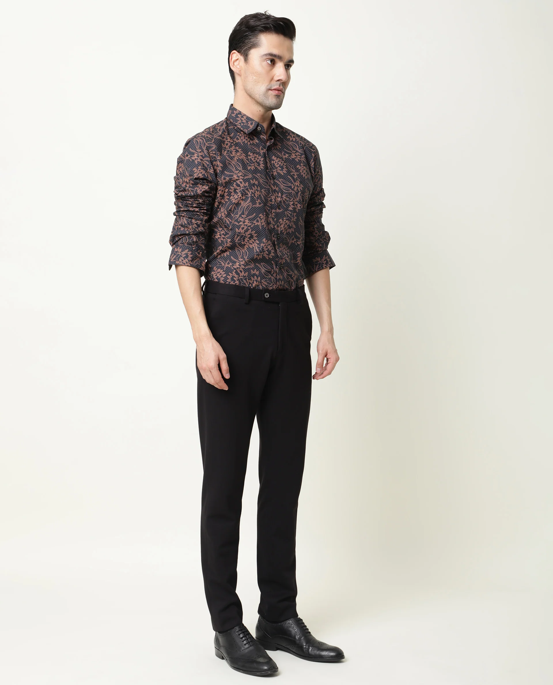 Rare Rabbit Men's Rai Navy Cotton Regular Fit Full Sleeve Spread Collar Shirt - Image 4