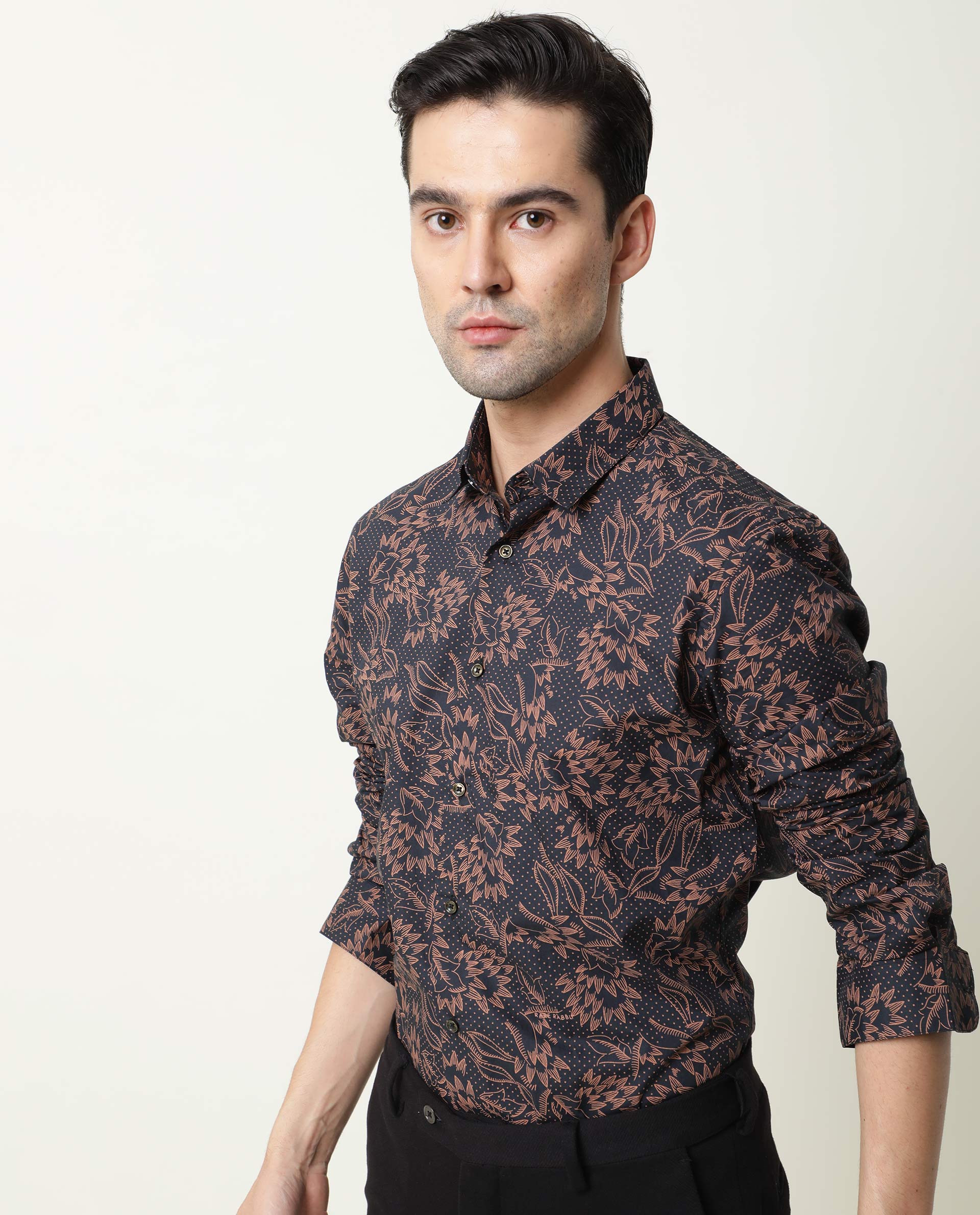 Rare Rabbit Men's Rai Navy Cotton Regular Fit Full Sleeve Spread Collar Shirt - Image 7