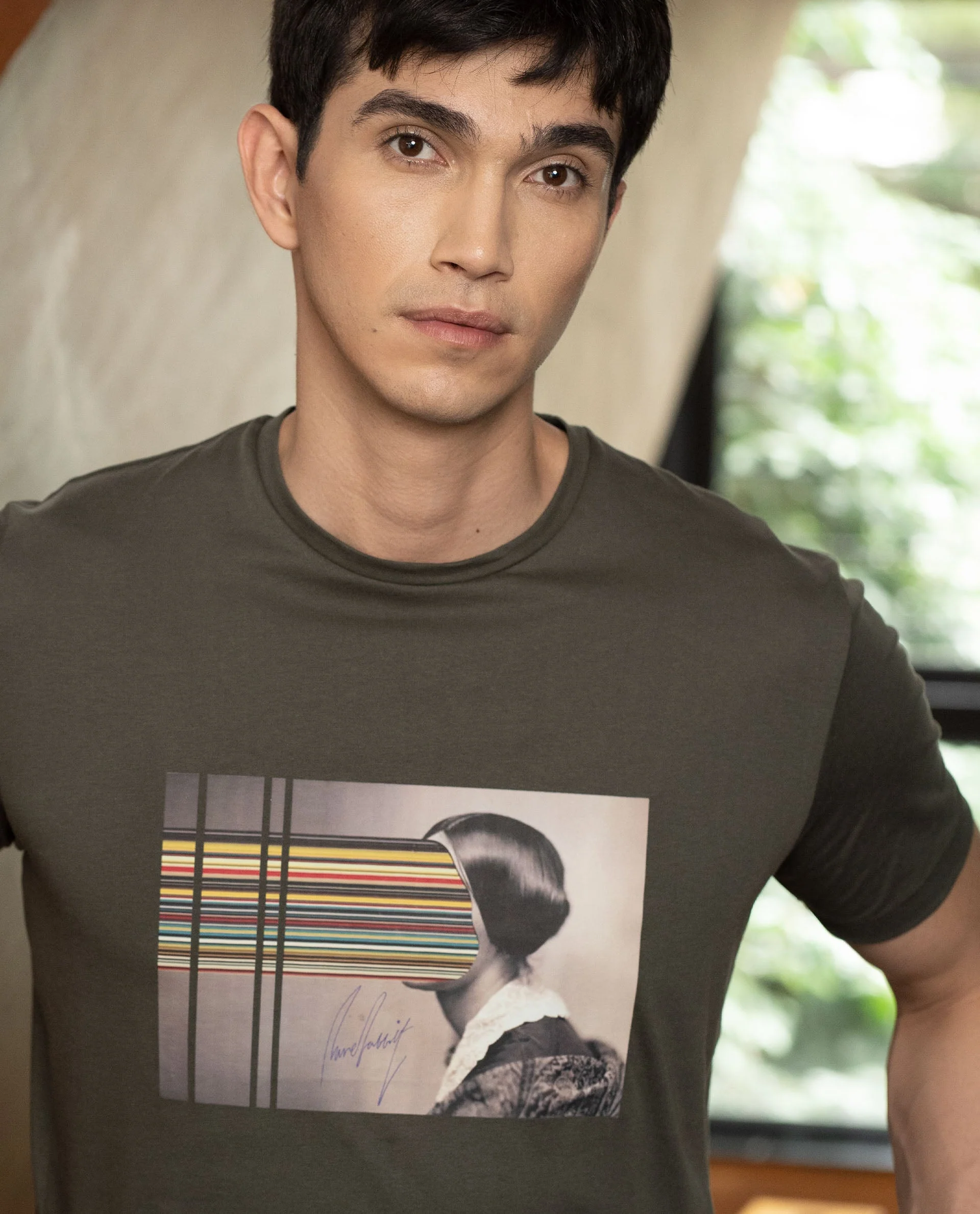 Rare Rabbit Men's Rainy Olive Cotton Graphic Print Slim Fit Half Sleeve Crew Neck T-Shirt - Image 10