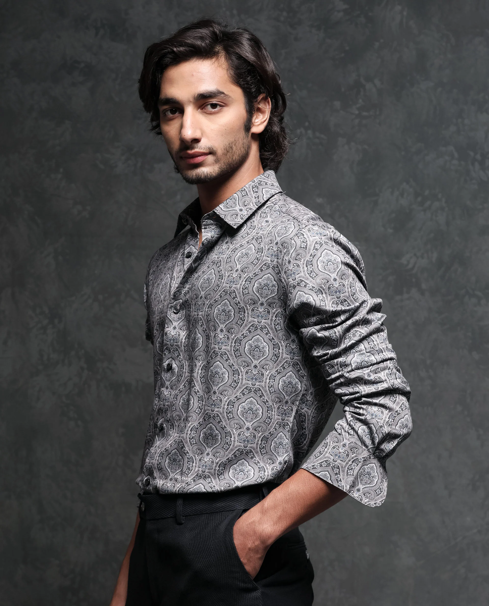 Rare Rabbit Men's Raja Black Cotton Paisley Print Regular Fit Full Sleeve Collared Shirt - Image 3