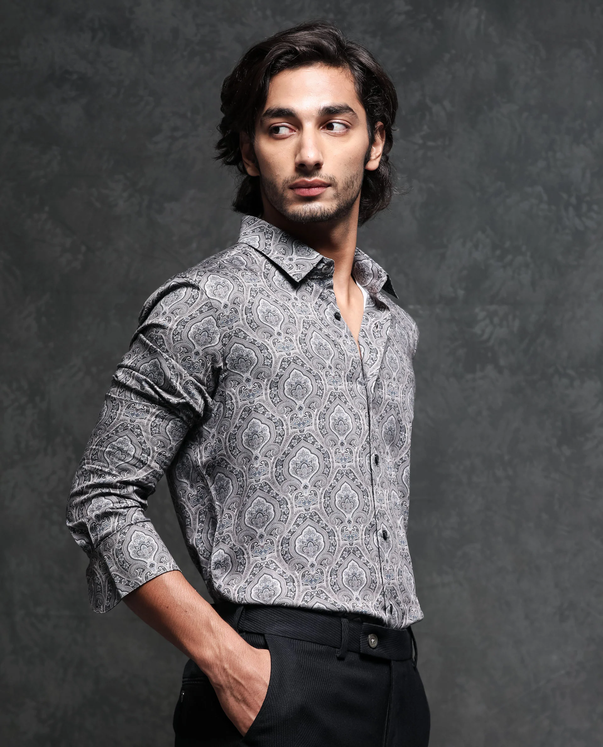 Rare Rabbit Men's Raja Black Cotton Paisley Print Regular Fit Full Sleeve Collared Shirt - Image 8