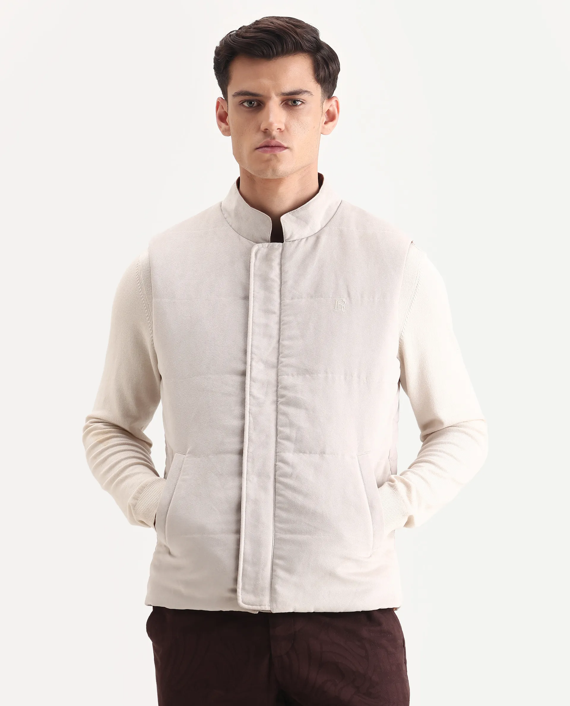 Rare Rabbit Men's Raldo-25 Off White Polyester Blend Fabric High Neck Regular Fit Plain Jacket - Image 10