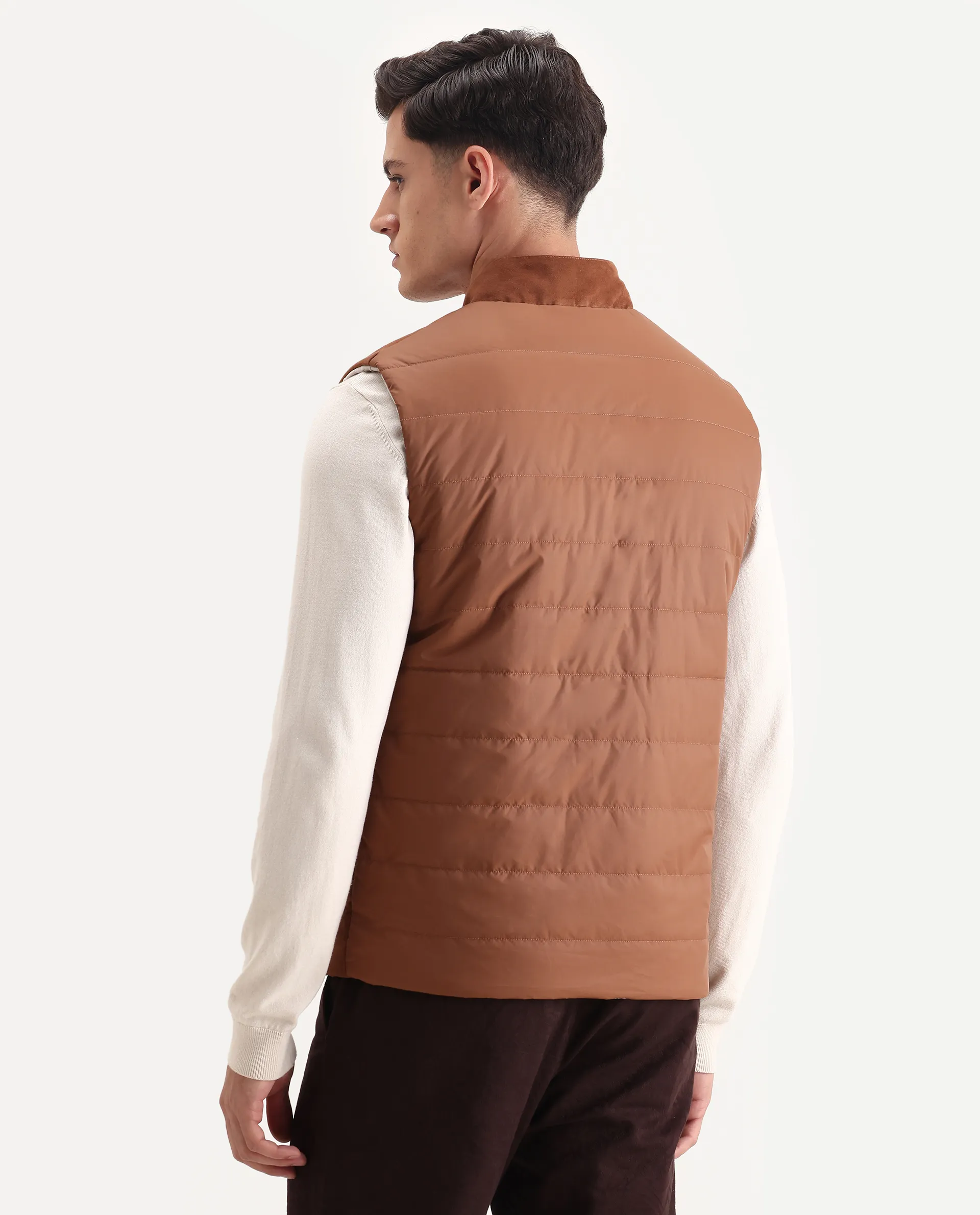 Rare Rabbit Men's Raldo-25 Off White Polyester Blend Fabric High Neck Regular Fit Plain Jacket - Image 4