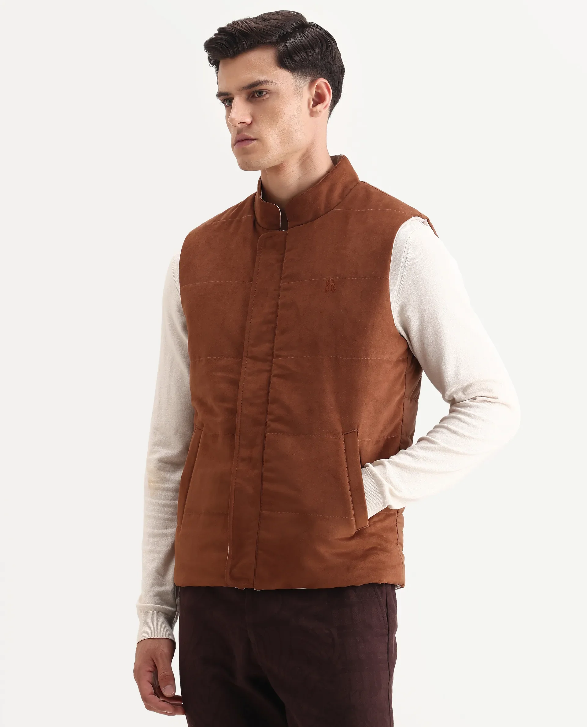 Rare Rabbit Men's Raldo-25 Off White Polyester Blend Fabric High Neck Regular Fit Plain Jacket - Image 6