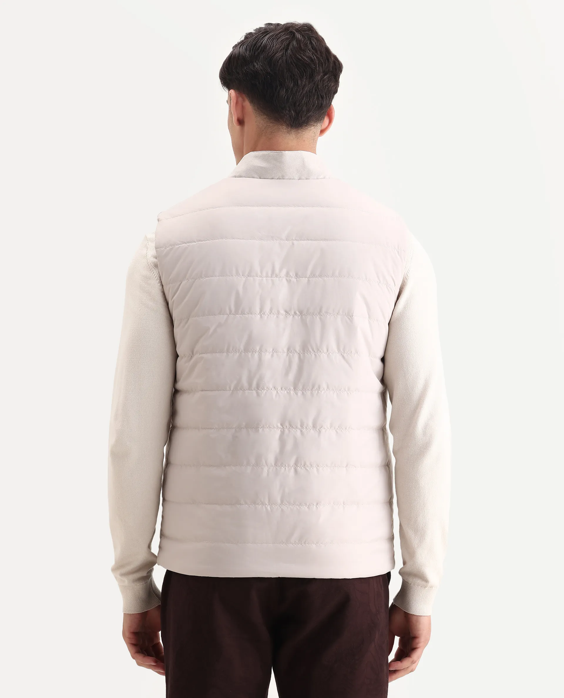 Rare Rabbit Men's Raldo-25 Off White Polyester Blend Fabric High Neck Regular Fit Plain Jacket - Image 7