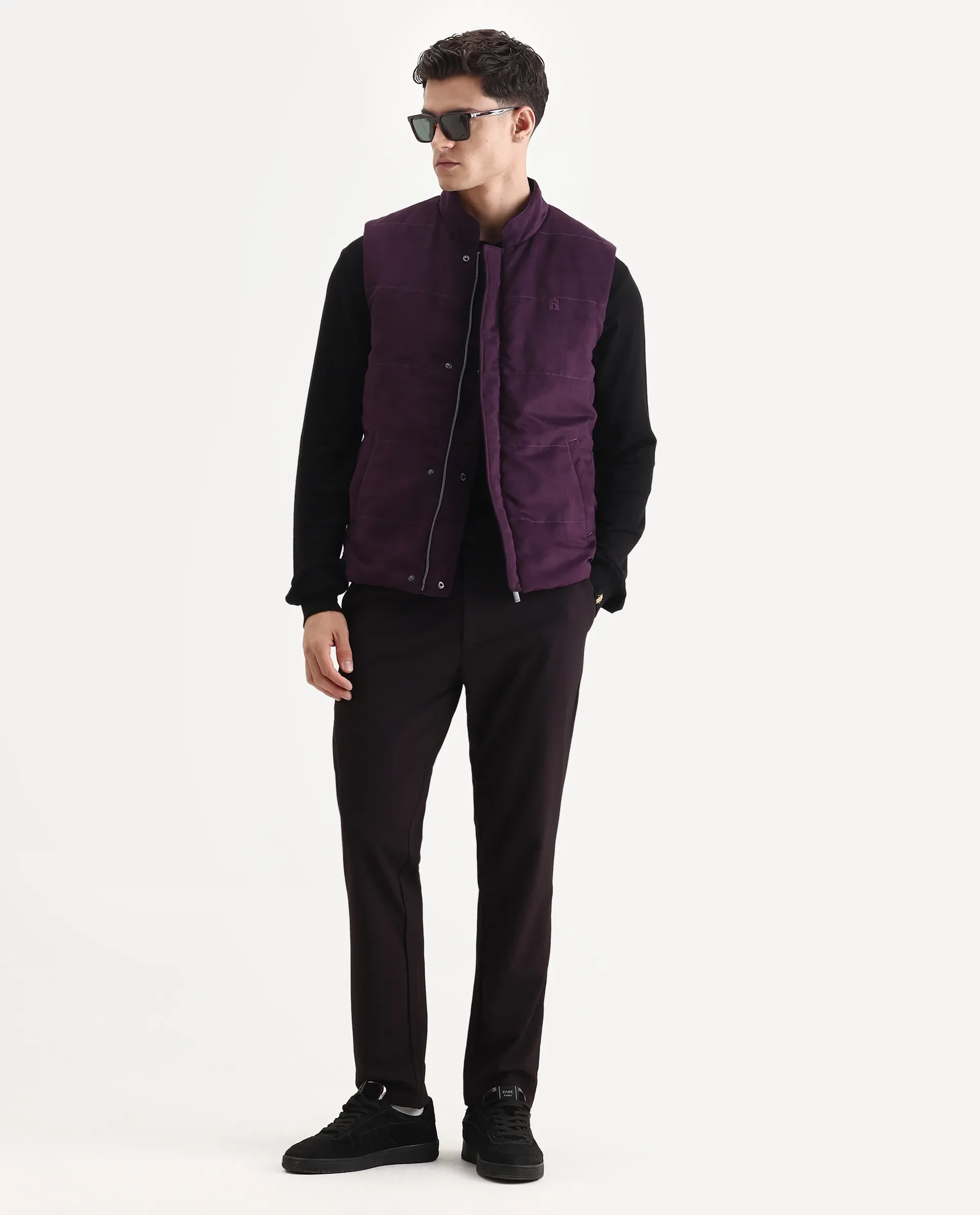 Rare Rabbit Men's Raldo-25 Purple Polyester Blend Fabric High Neck Regular Fit Plain Jacket - Image 2