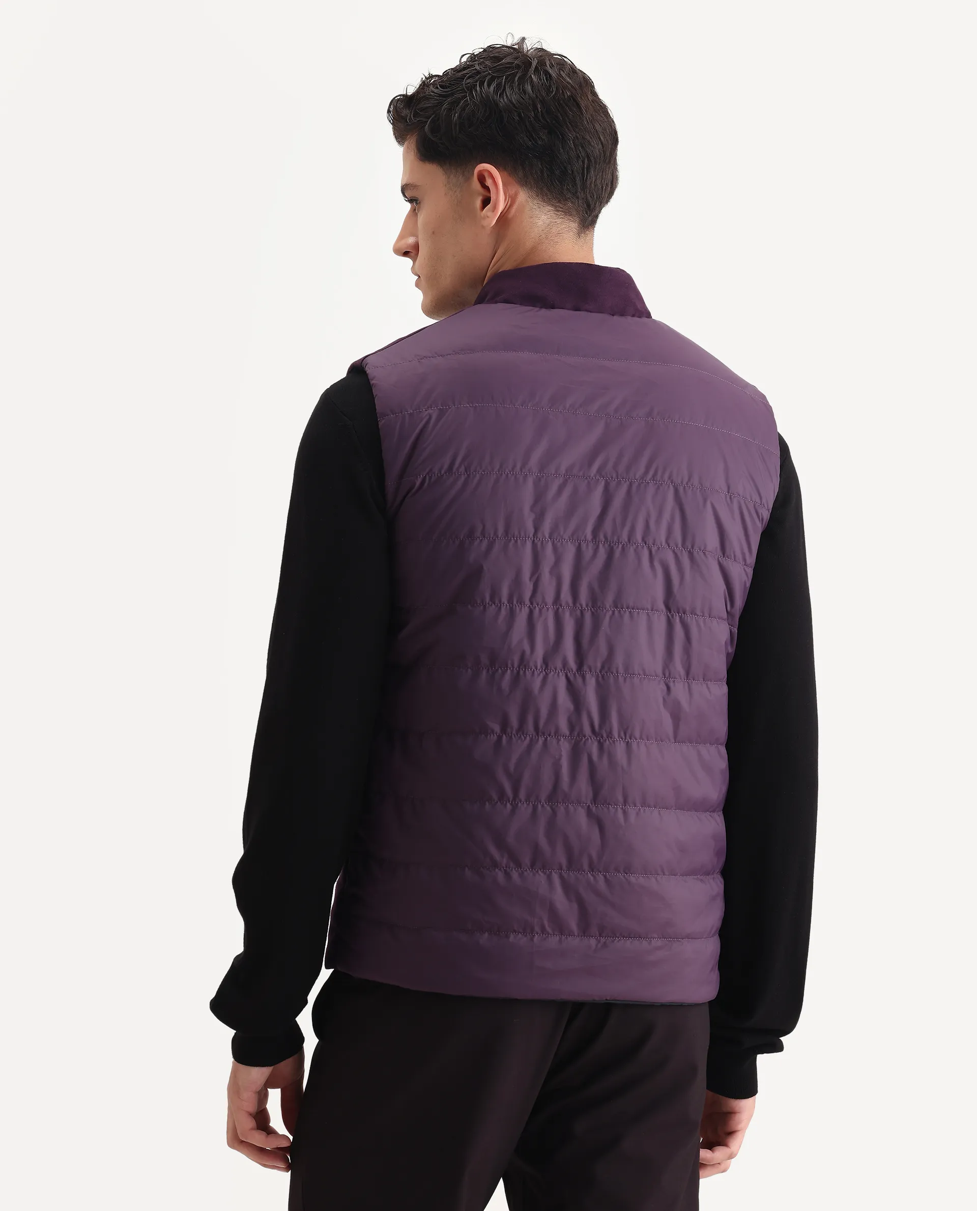 Rare Rabbit Men's Raldo-25 Purple Polyester Blend Fabric High Neck Regular Fit Plain Jacket - Image 4