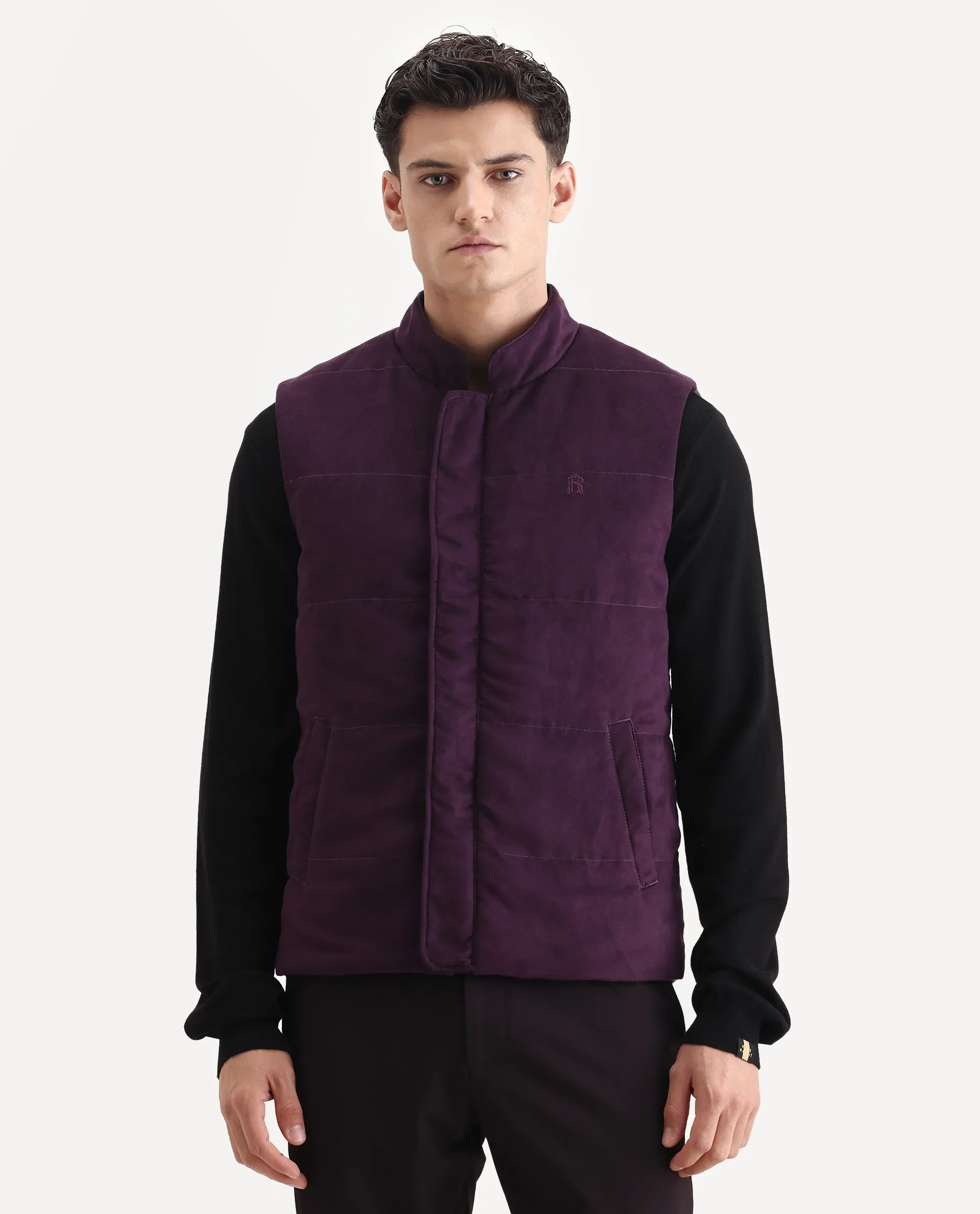 Rare Rabbit Men's Raldo-25 Purple Polyester Blend Fabric High Neck Regular Fit Plain Jacket - Image 5