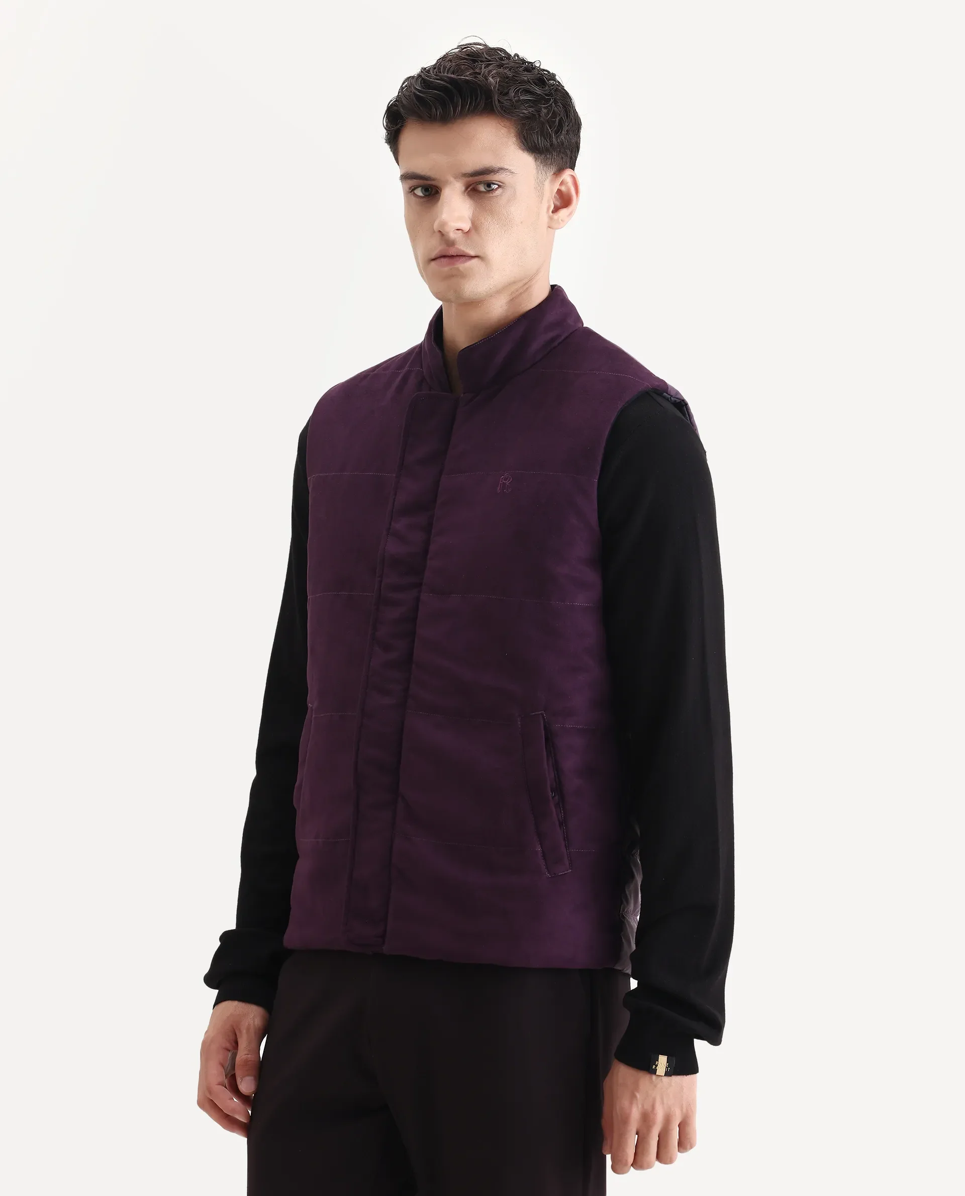 Rare Rabbit Men's Raldo-25 Purple Polyester Blend Fabric High Neck Regular Fit Plain Jacket - Image 6